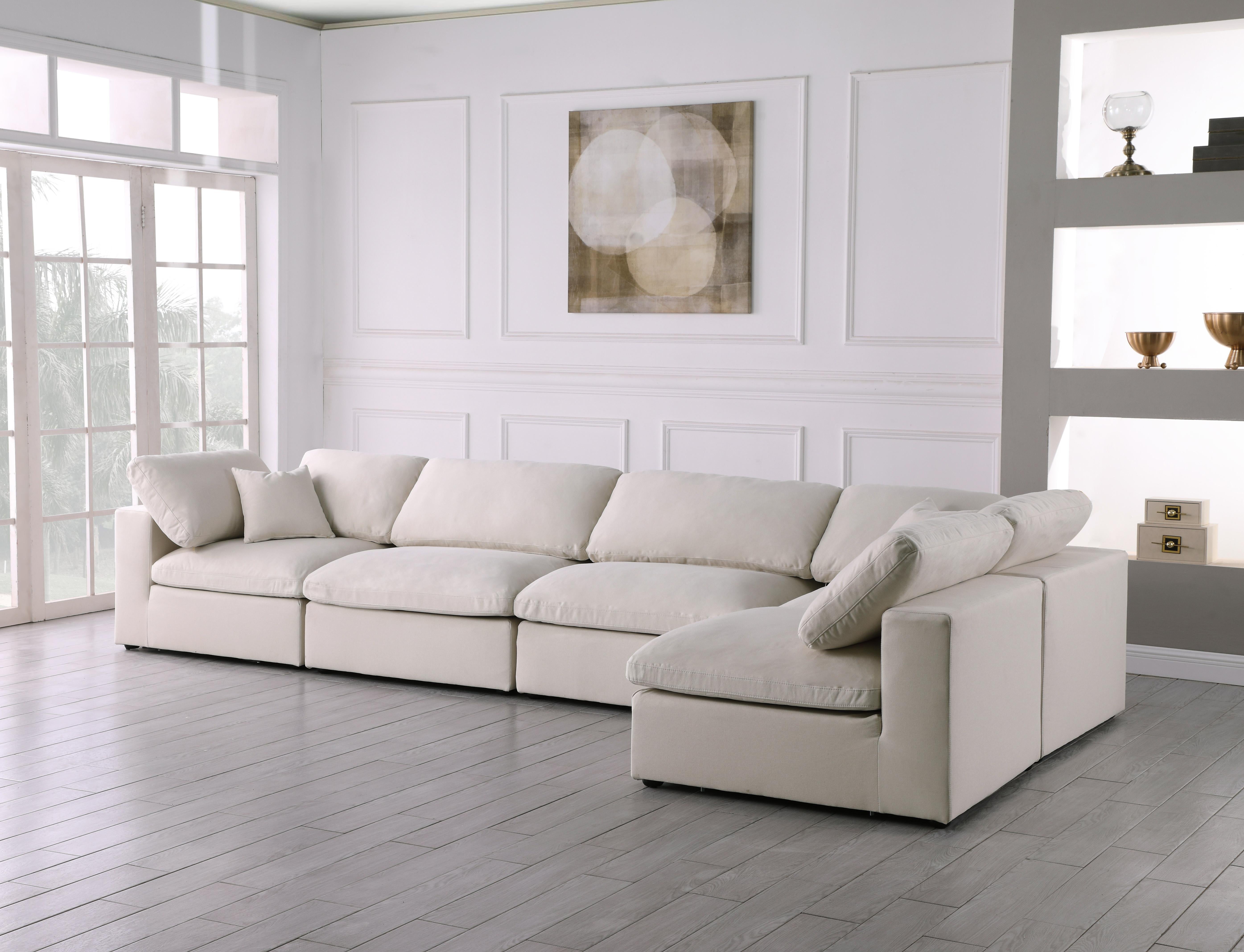 Plush Cream Velvet Standard Cloud Modular Sectional - Luxury Home Furniture (MI)