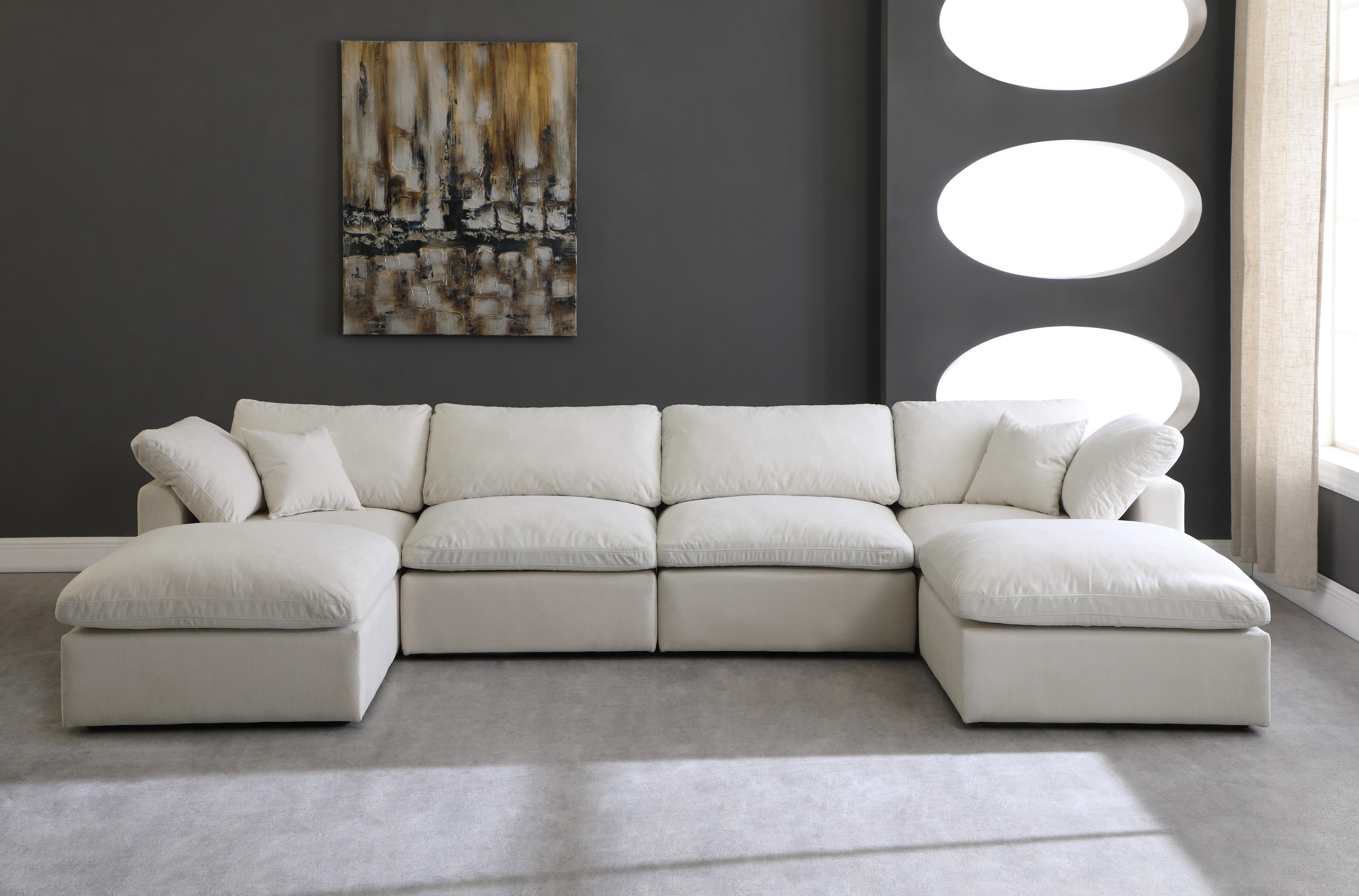 Plush Cream Velvet Standard Cloud Modular Sectional - Luxury Home Furniture (MI)