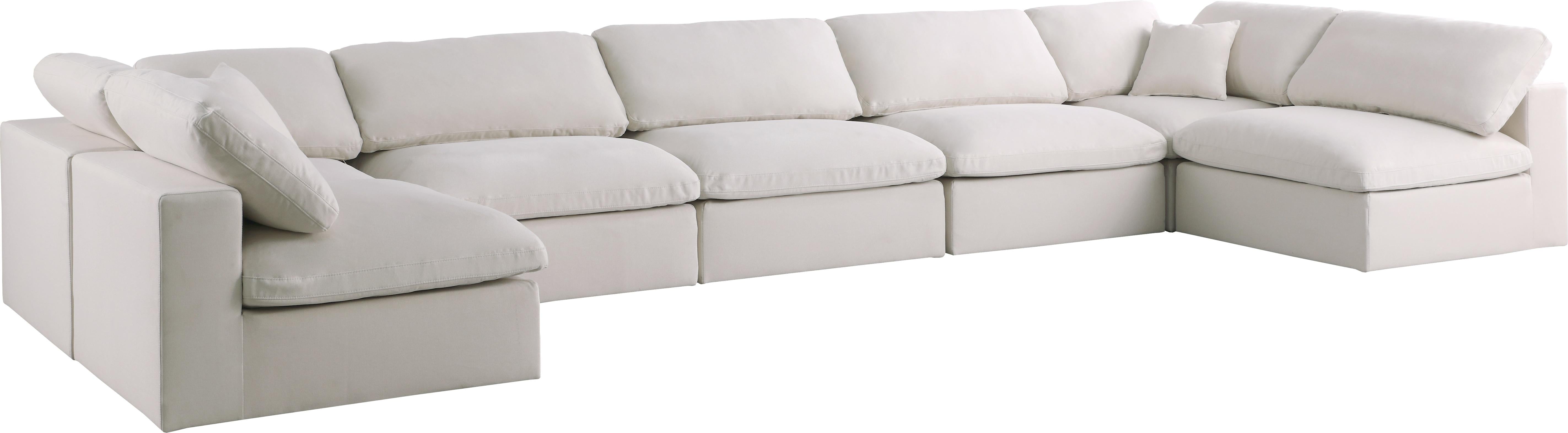 Plush Cream Velvet Standard Cloud Modular Sectional - Luxury Home Furniture (MI)