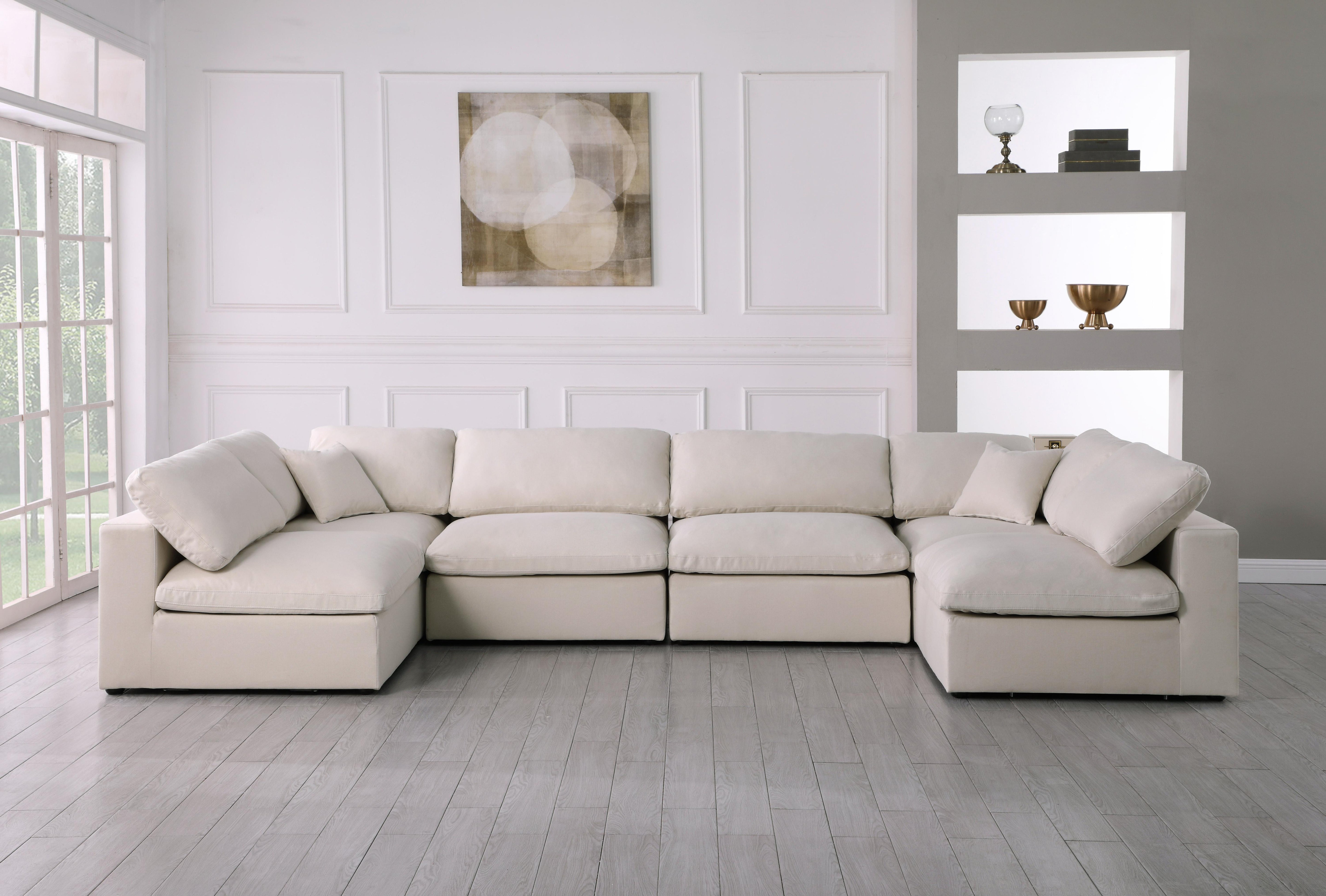 Plush Cream Velvet Standard Cloud Modular Sectional - Luxury Home Furniture (MI)
