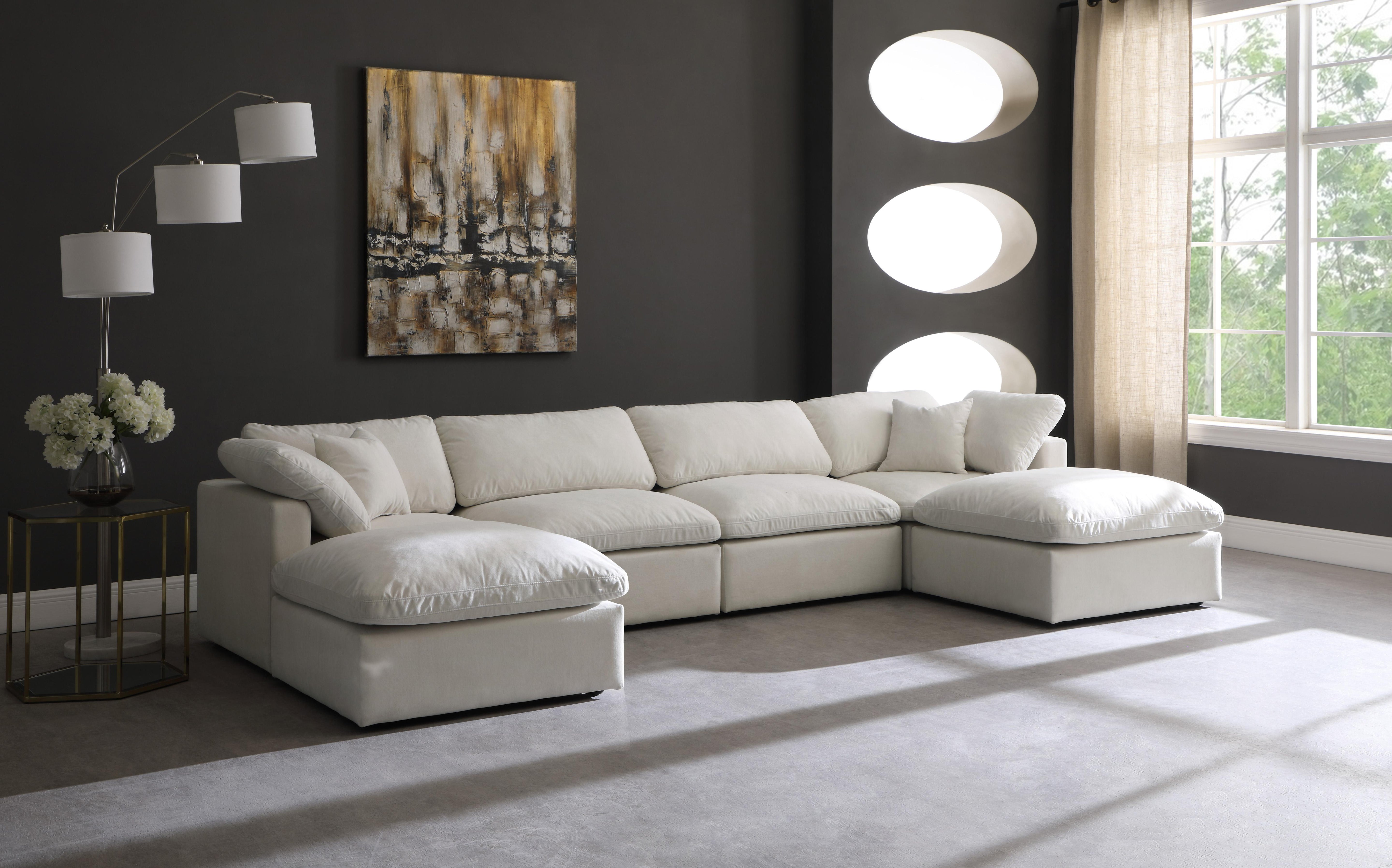 Plush Cream Velvet Standard Cloud Modular Sectional - Luxury Home Furniture (MI)
