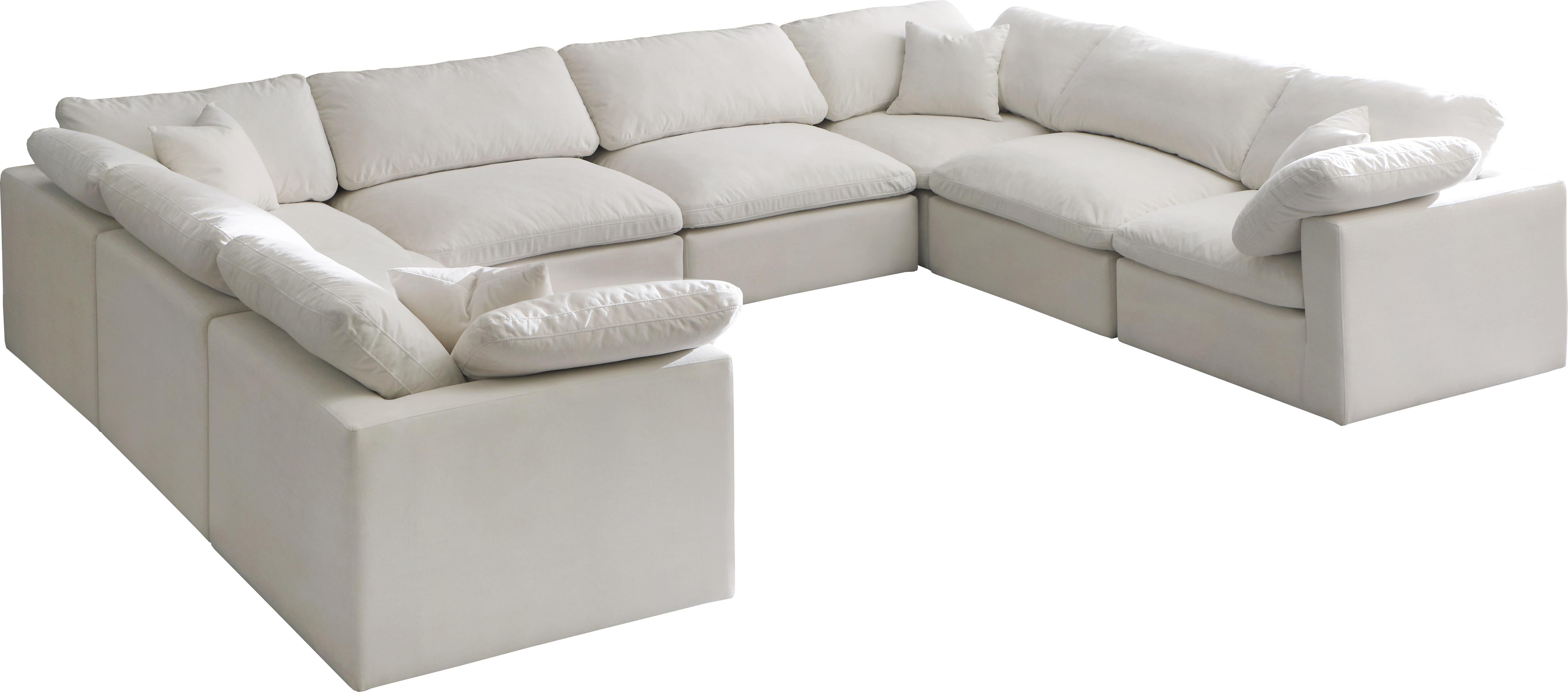 Plush Cream Velvet Standard Cloud Modular Sectional - Luxury Home Furniture (MI)