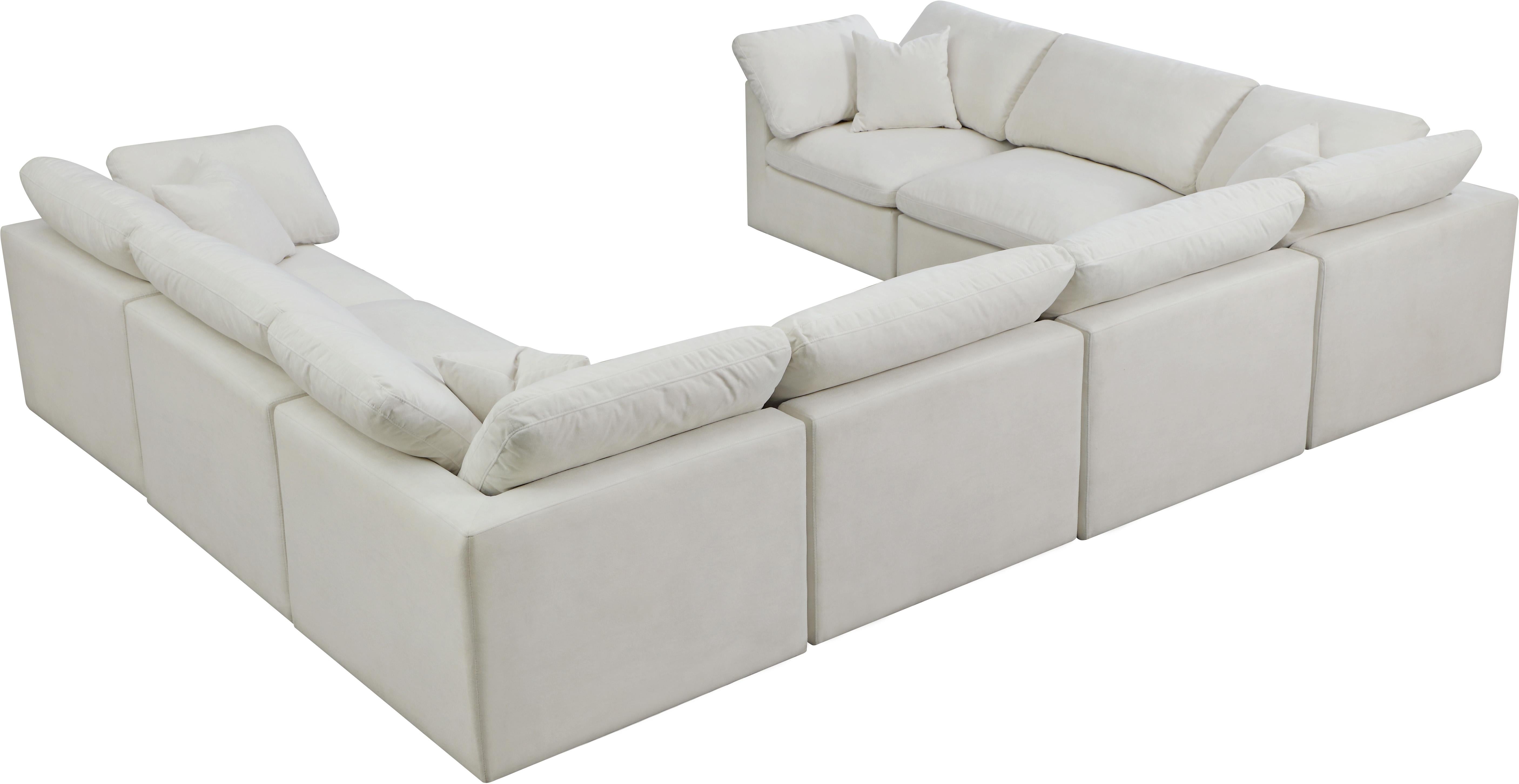 Plush Cream Velvet Standard Cloud Modular Sectional - Luxury Home Furniture (MI)