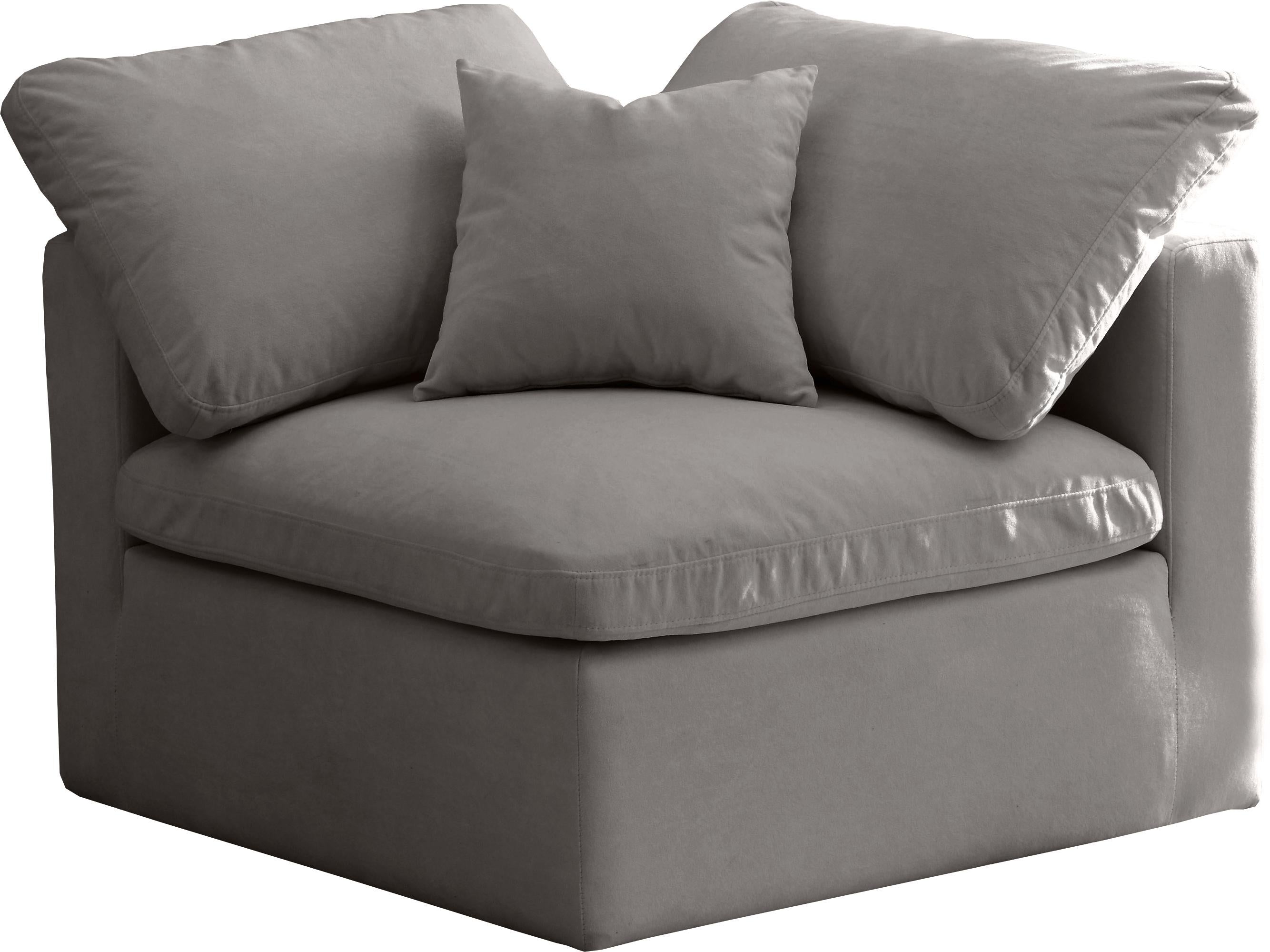 Plush Grey Velvet Standard Cloud Modular Corner Chair - Luxury Home Furniture (MI)