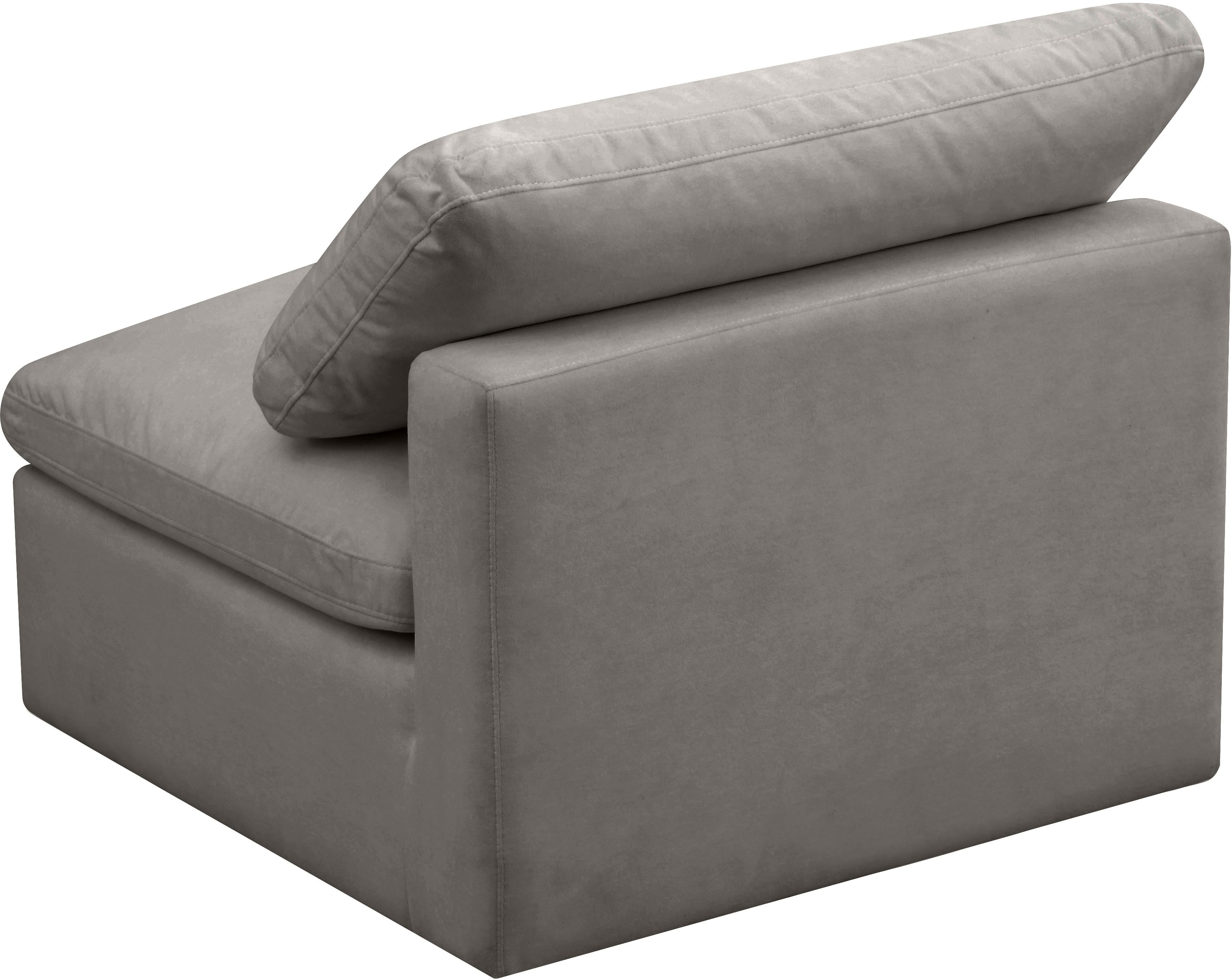 Plush Grey Velvet Standard Cloud Modular Armless Chair - Luxury Home Furniture (MI)