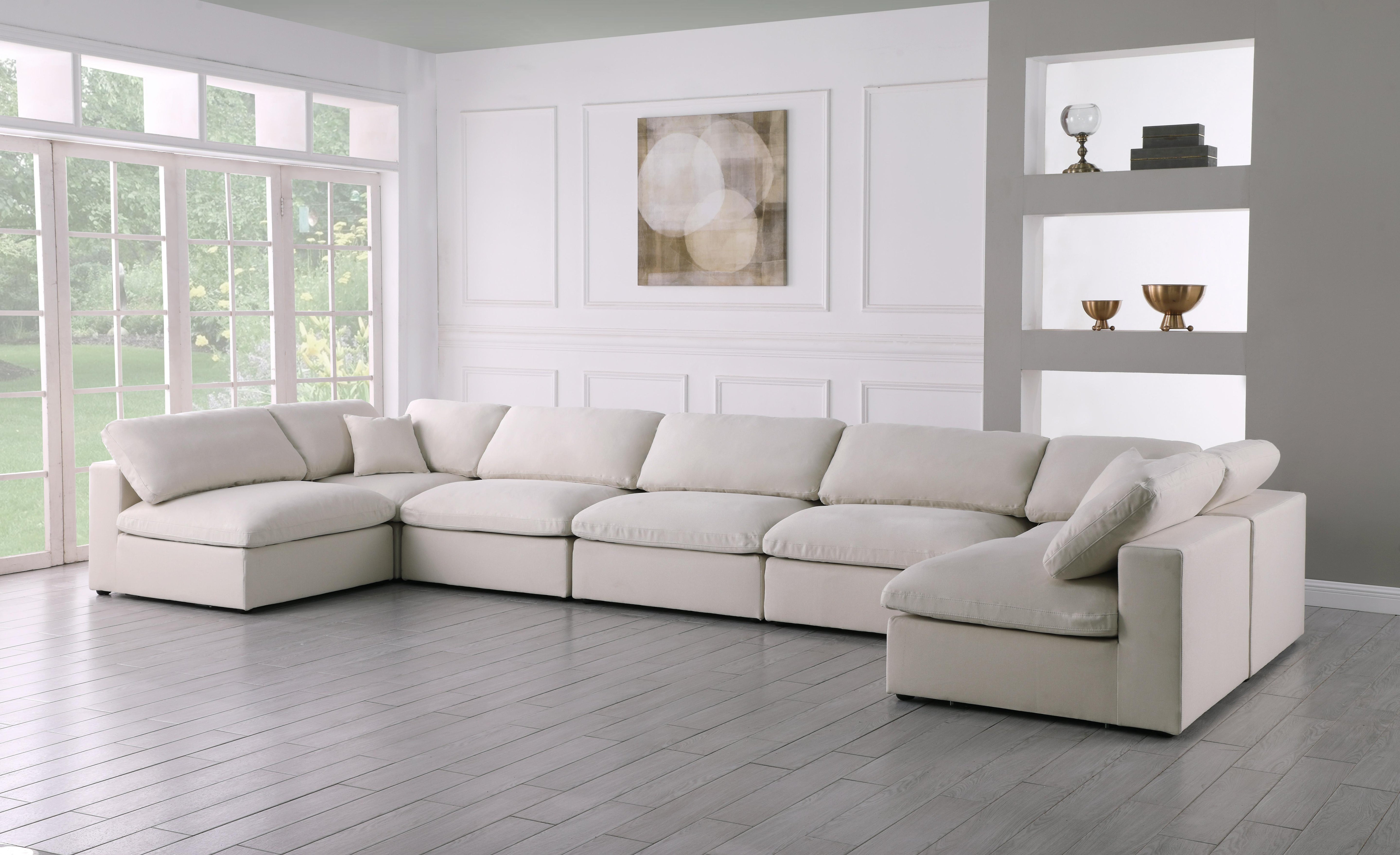 Plush Cream Velvet Standard Cloud Modular Sectional - Luxury Home Furniture (MI)