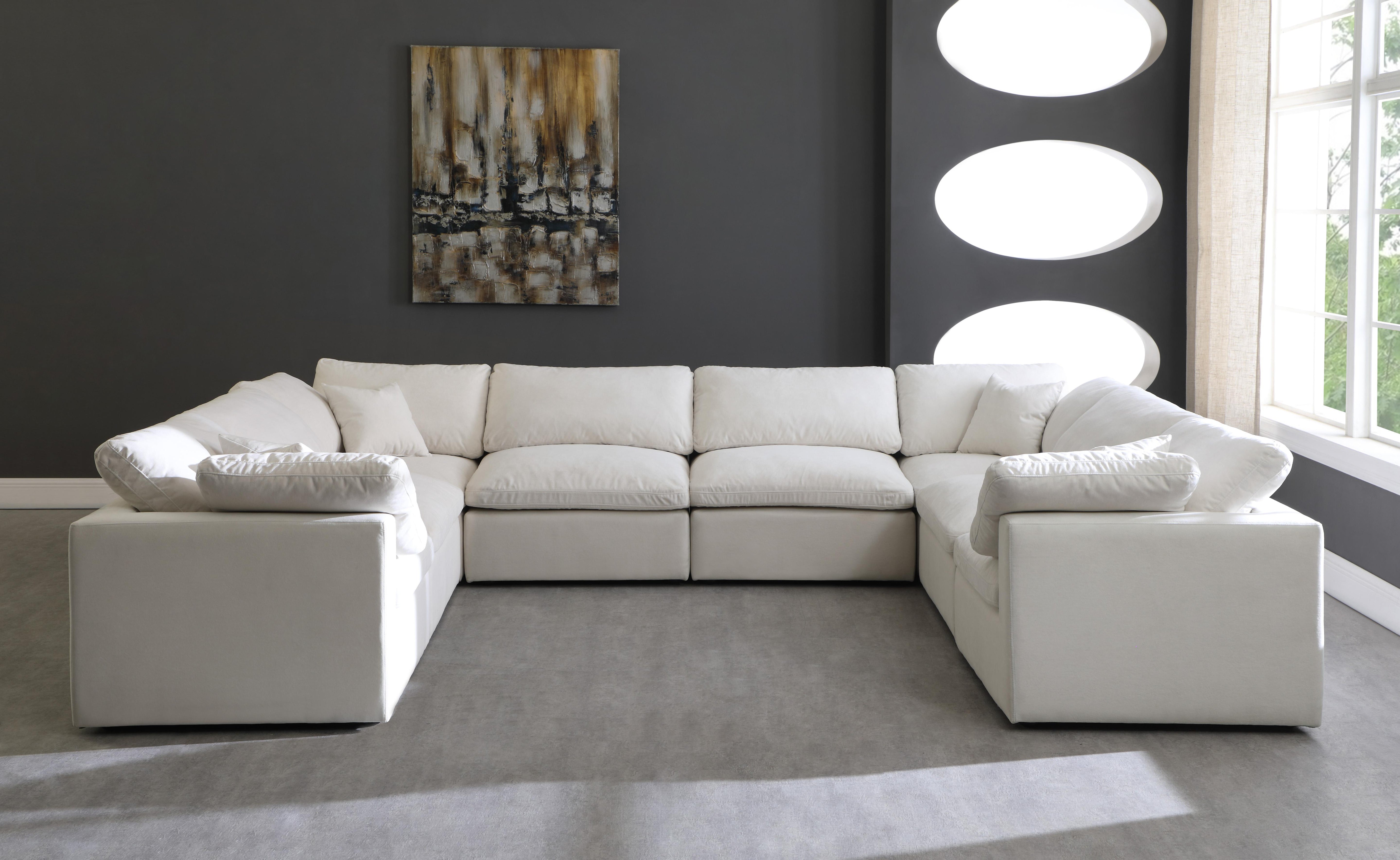 Plush Cream Velvet Standard Cloud Modular Sectional - Luxury Home Furniture (MI)