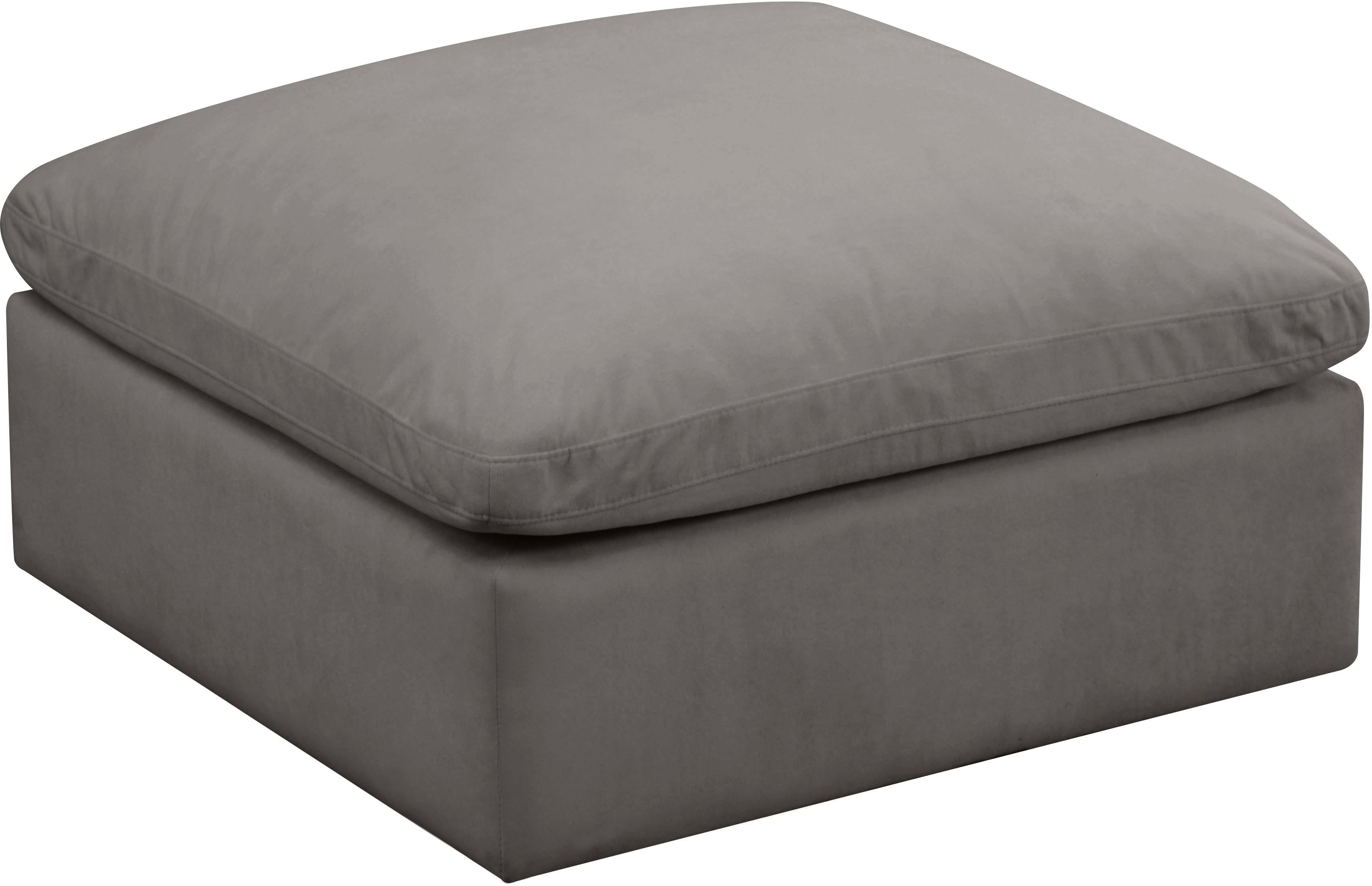 Plush Grey Velvet Standard Cloud Modular Ottoman - Luxury Home Furniture (MI)