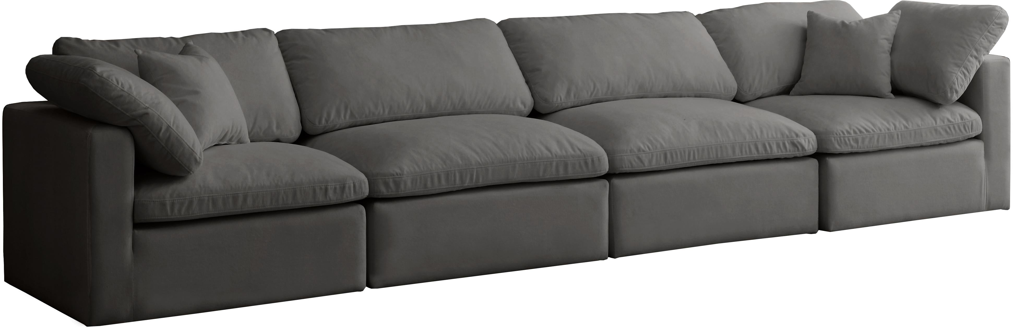 Plush Grey Velvet Standard Cloud Modular Sofa - Luxury Home Furniture (MI)