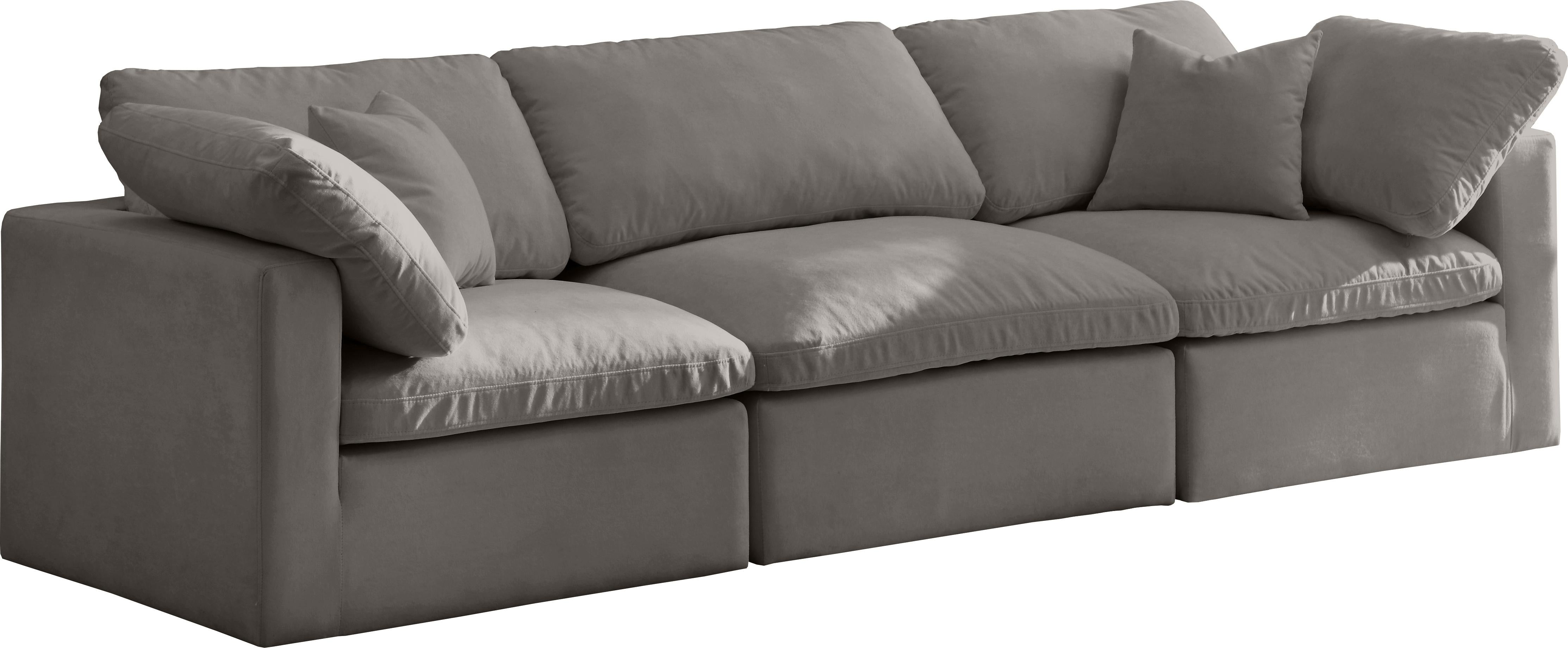 Plush Grey Velvet Standard Cloud Modular Sofa - Luxury Home Furniture (MI)