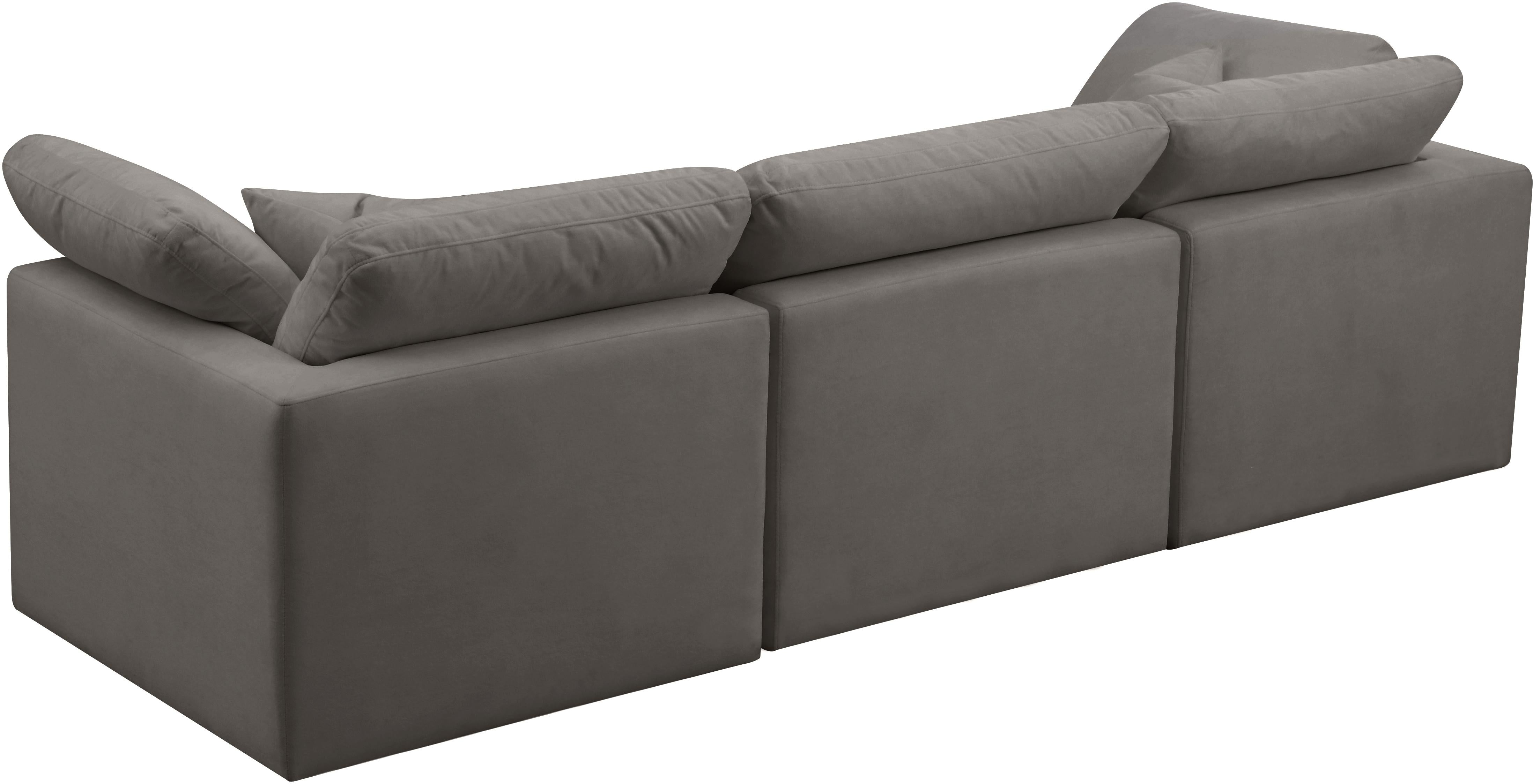 Plush Grey Velvet Standard Cloud Modular Sofa - Luxury Home Furniture (MI)