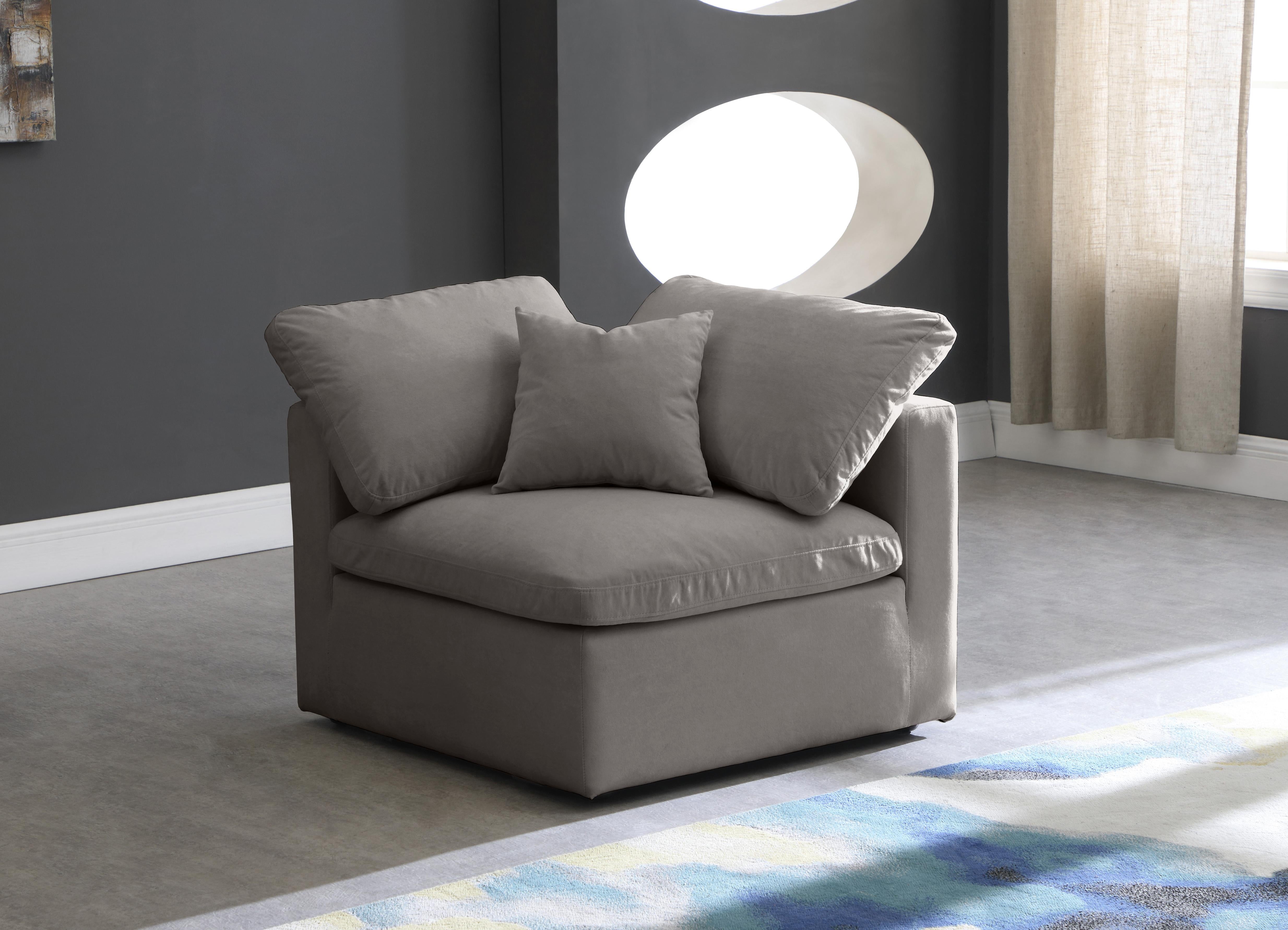 Plush Grey Velvet Standard Cloud Modular Corner Chair - Luxury Home Furniture (MI)