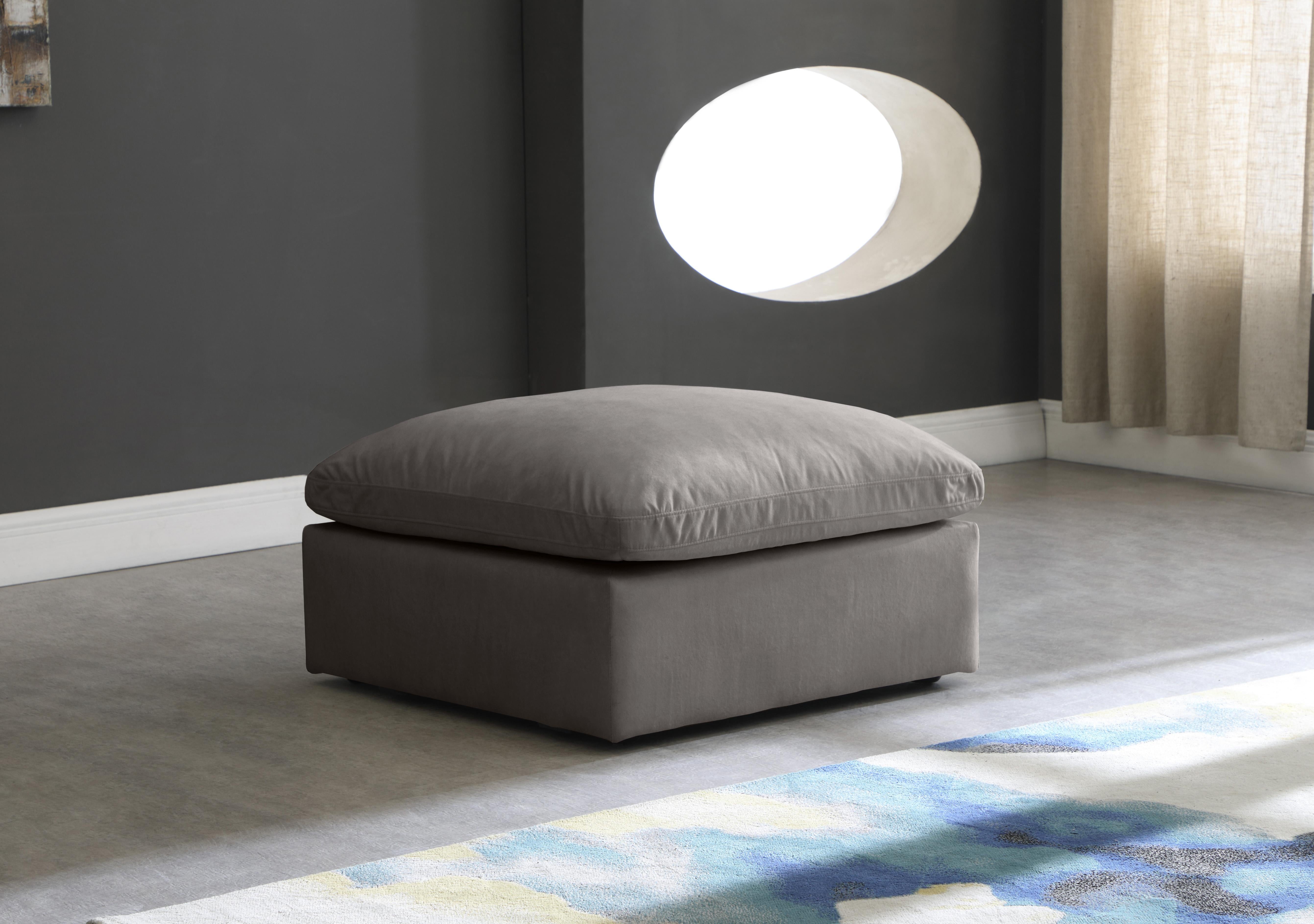 Plush Grey Velvet Standard Cloud Modular Ottoman - Luxury Home Furniture (MI)