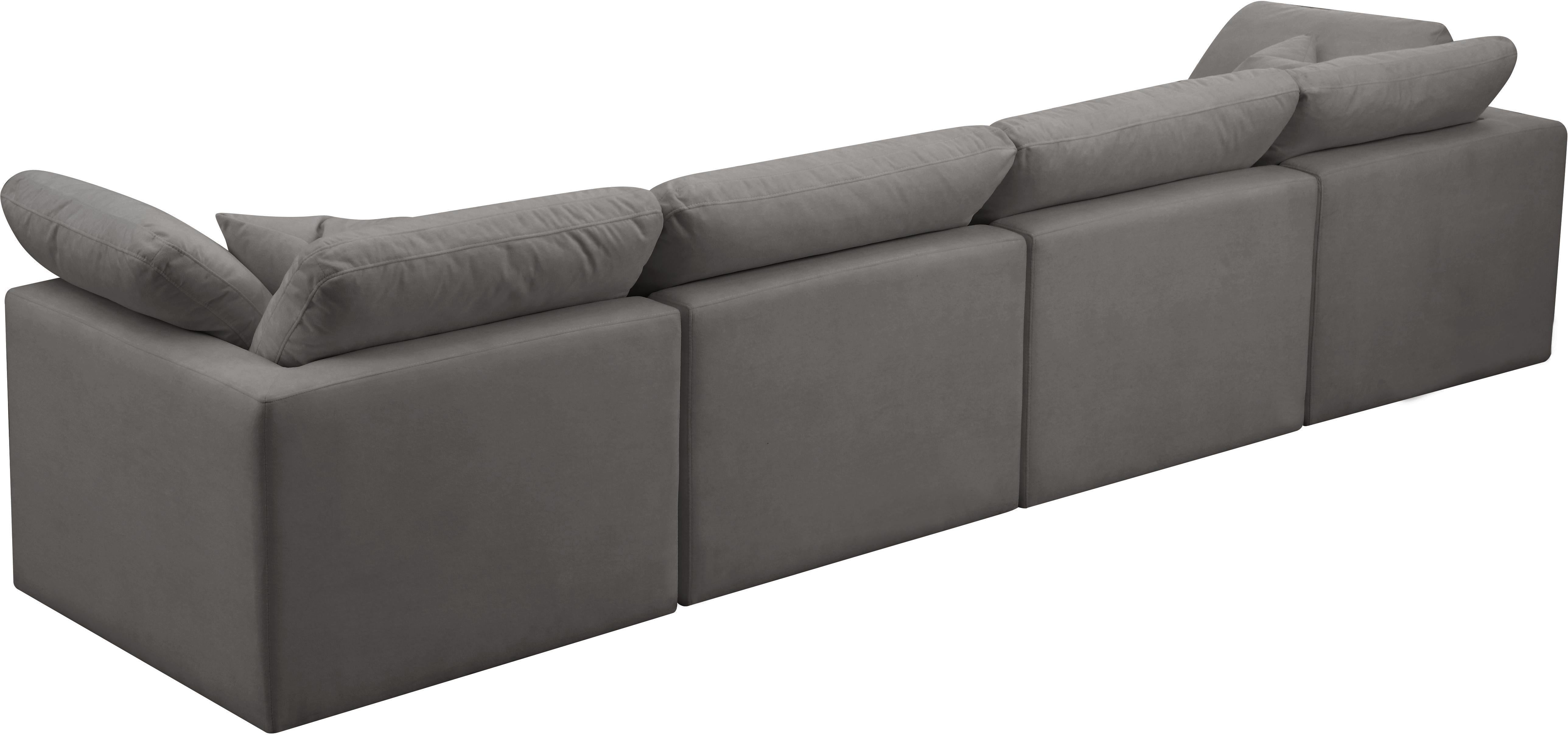Plush Grey Velvet Standard Cloud Modular Sofa - Luxury Home Furniture (MI)