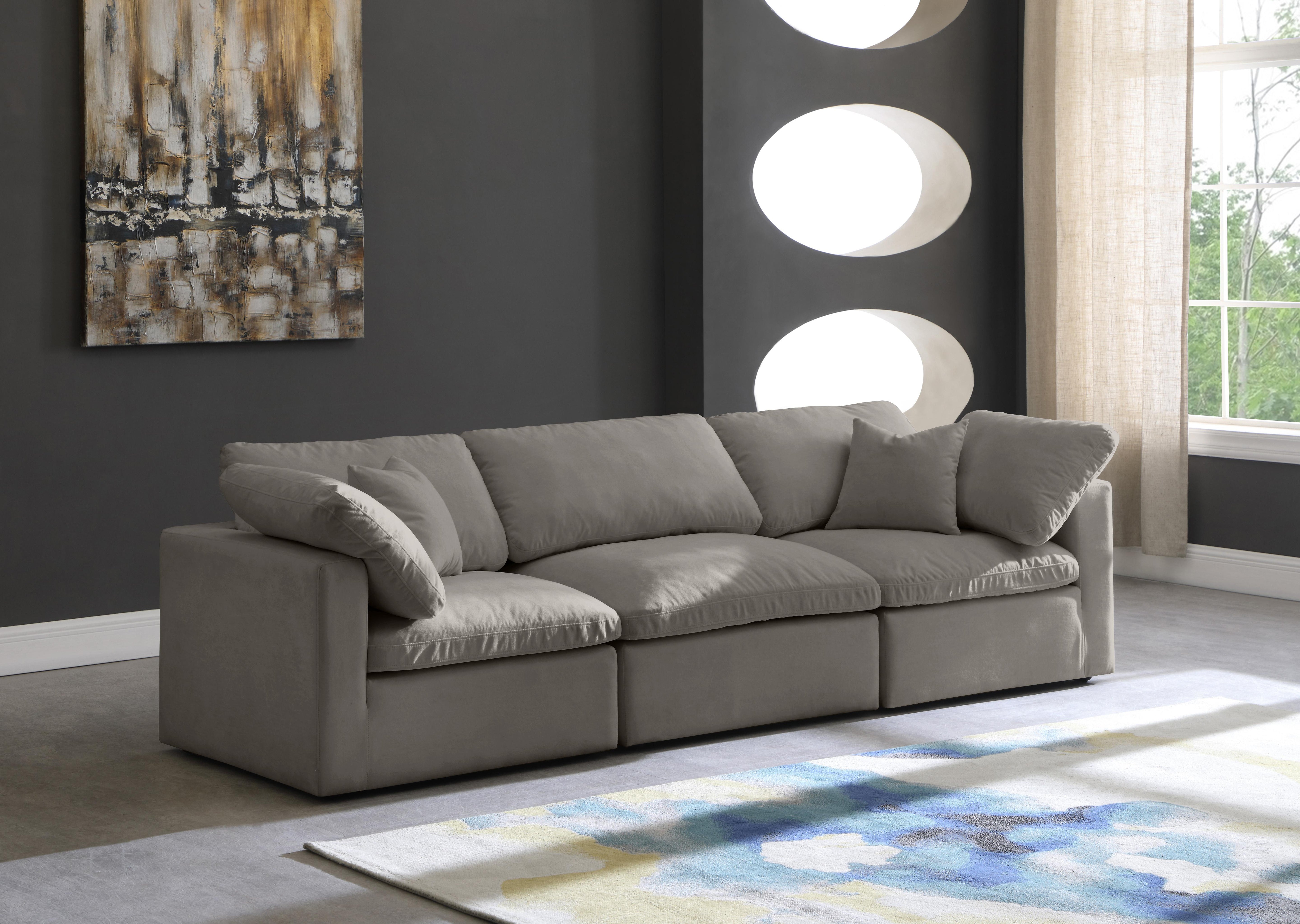Plush Grey Velvet Standard Cloud Modular Sofa - Luxury Home Furniture (MI)