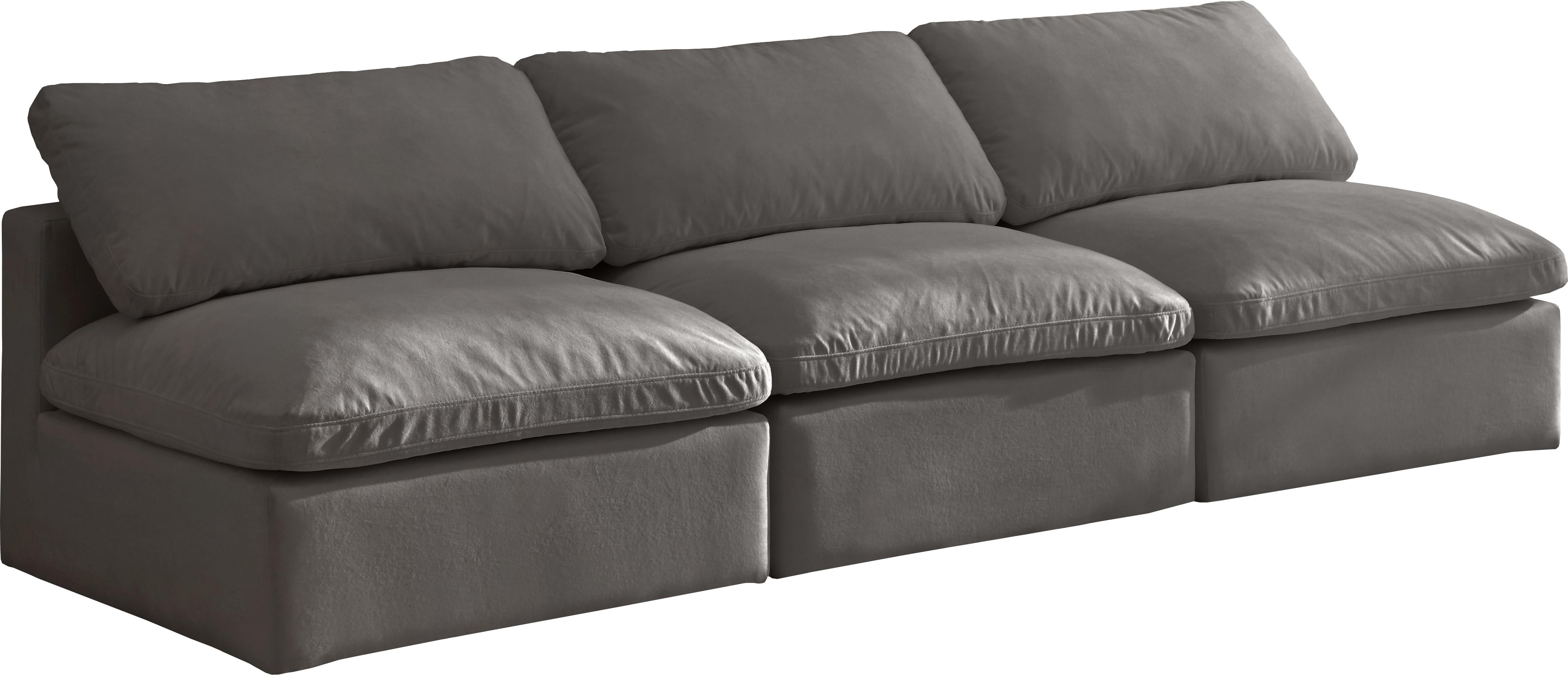 Plush Grey Velvet Standard Cloud Modular Sofa - Luxury Home Furniture (MI)