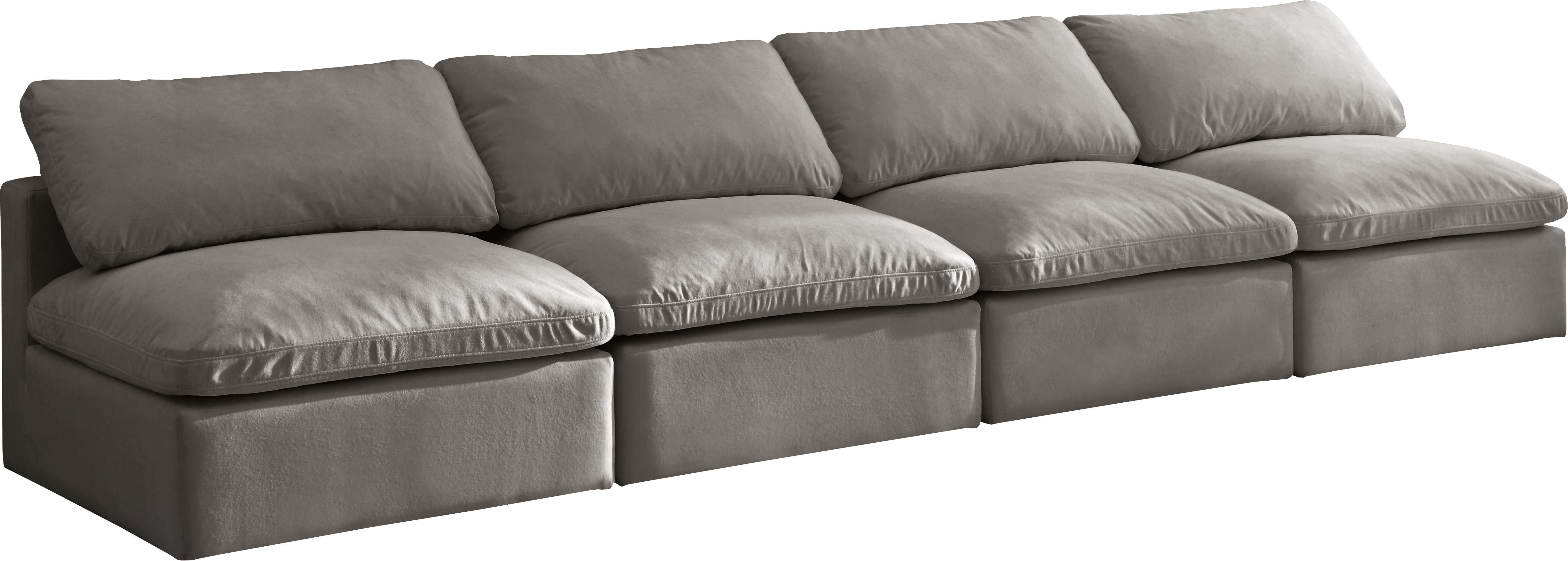 Plush Grey Velvet Standard Cloud Modular Sofa - Luxury Home Furniture (MI)