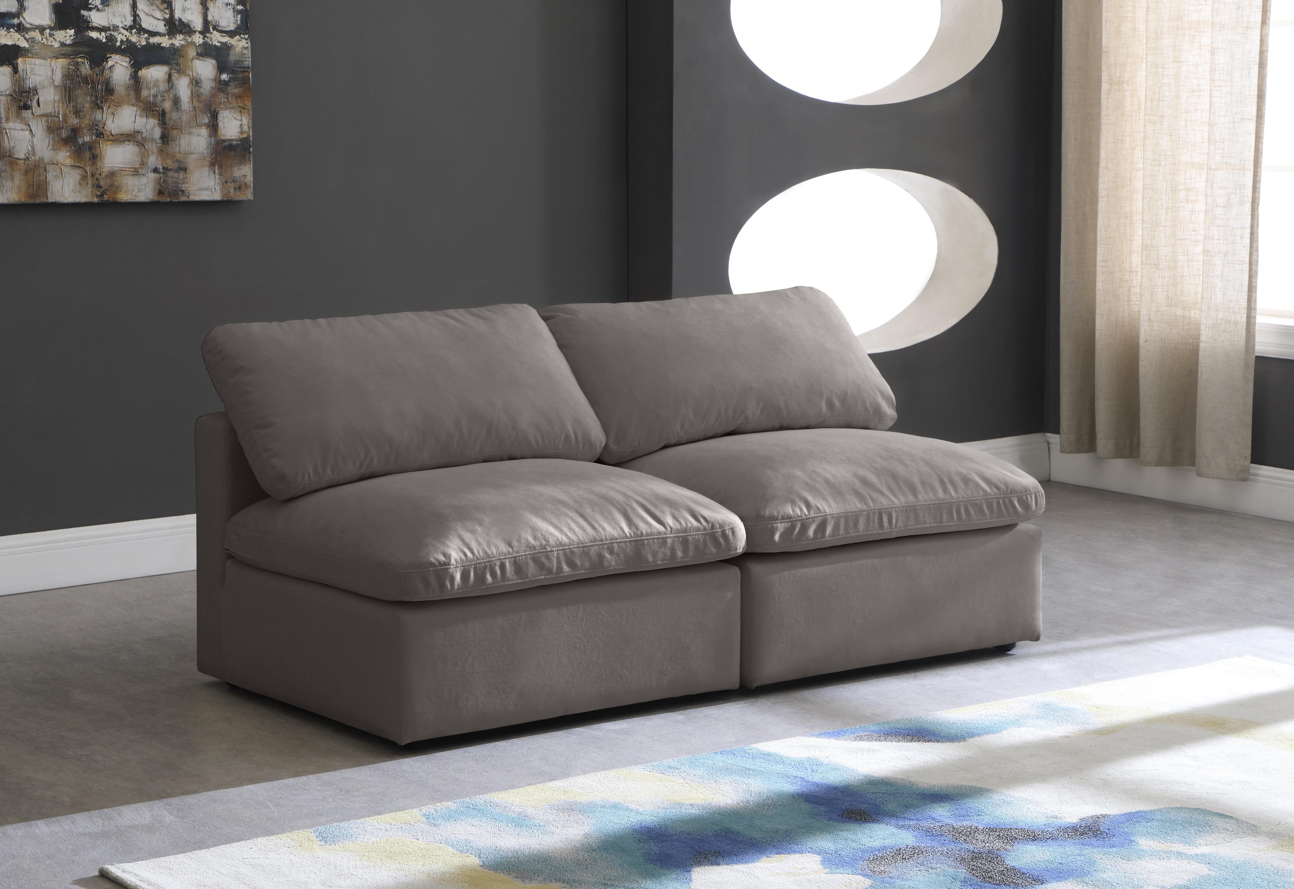 Plush Grey Velvet Standard Cloud Modular Sofa - Luxury Home Furniture (MI)