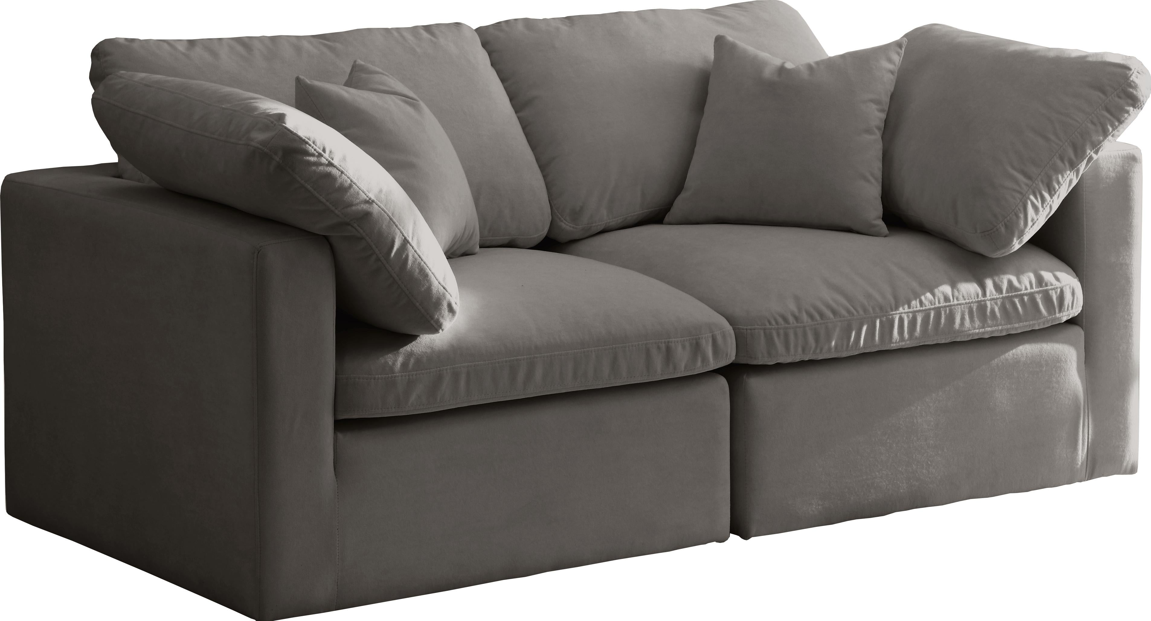 Plush Grey Velvet Standard Cloud Modular Sofa - Luxury Home Furniture (MI)
