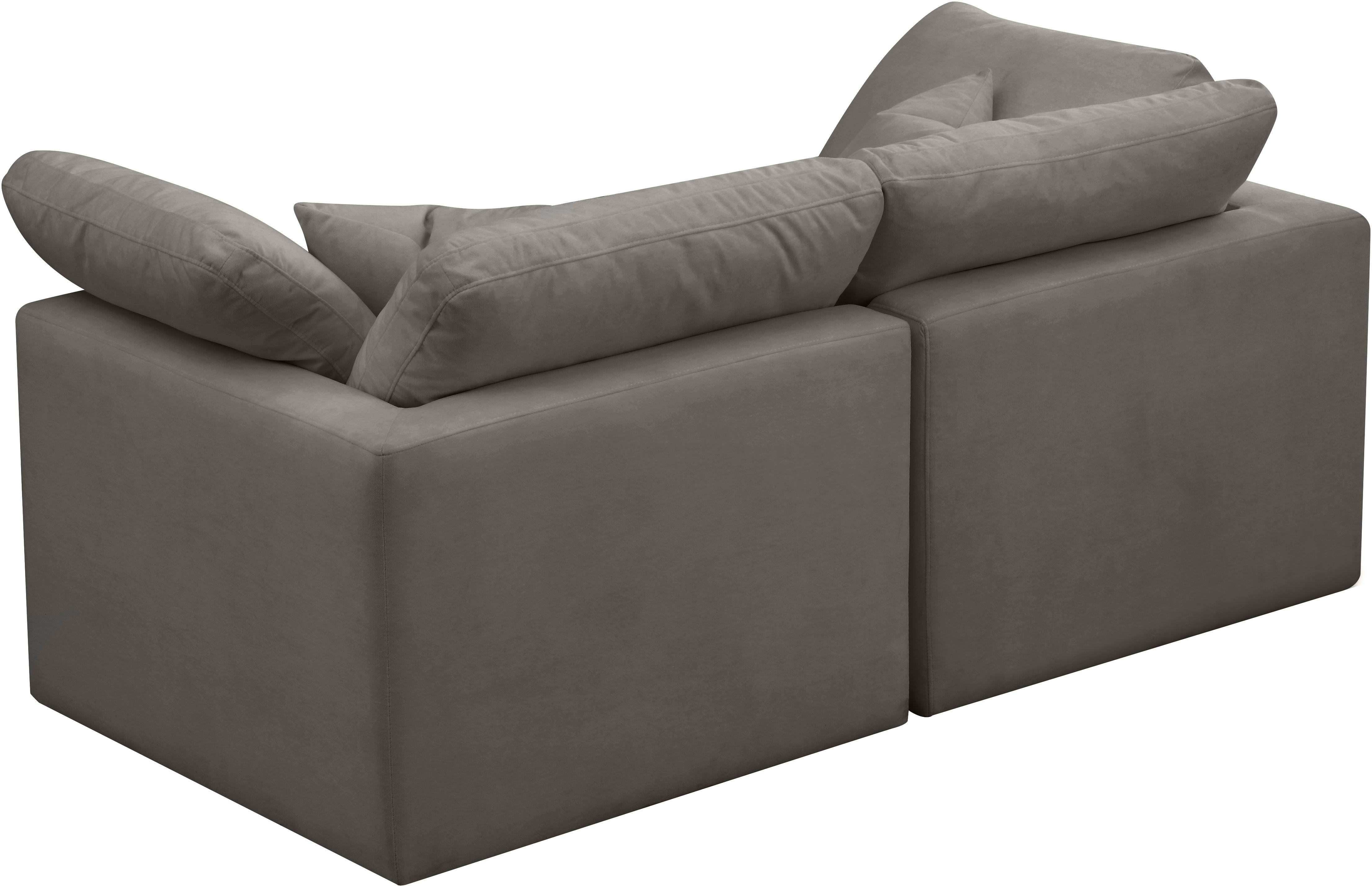Plush Grey Velvet Standard Cloud Modular Sofa - Luxury Home Furniture (MI)