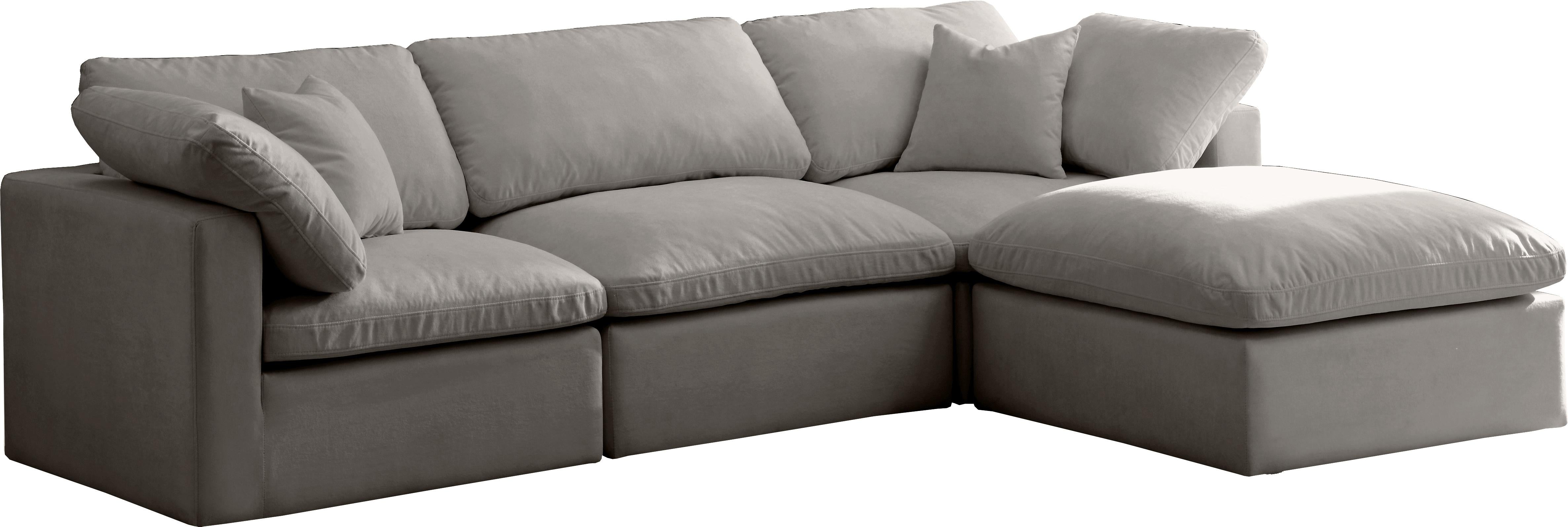 Plush Grey Velvet Standard Cloud Modular Sectional