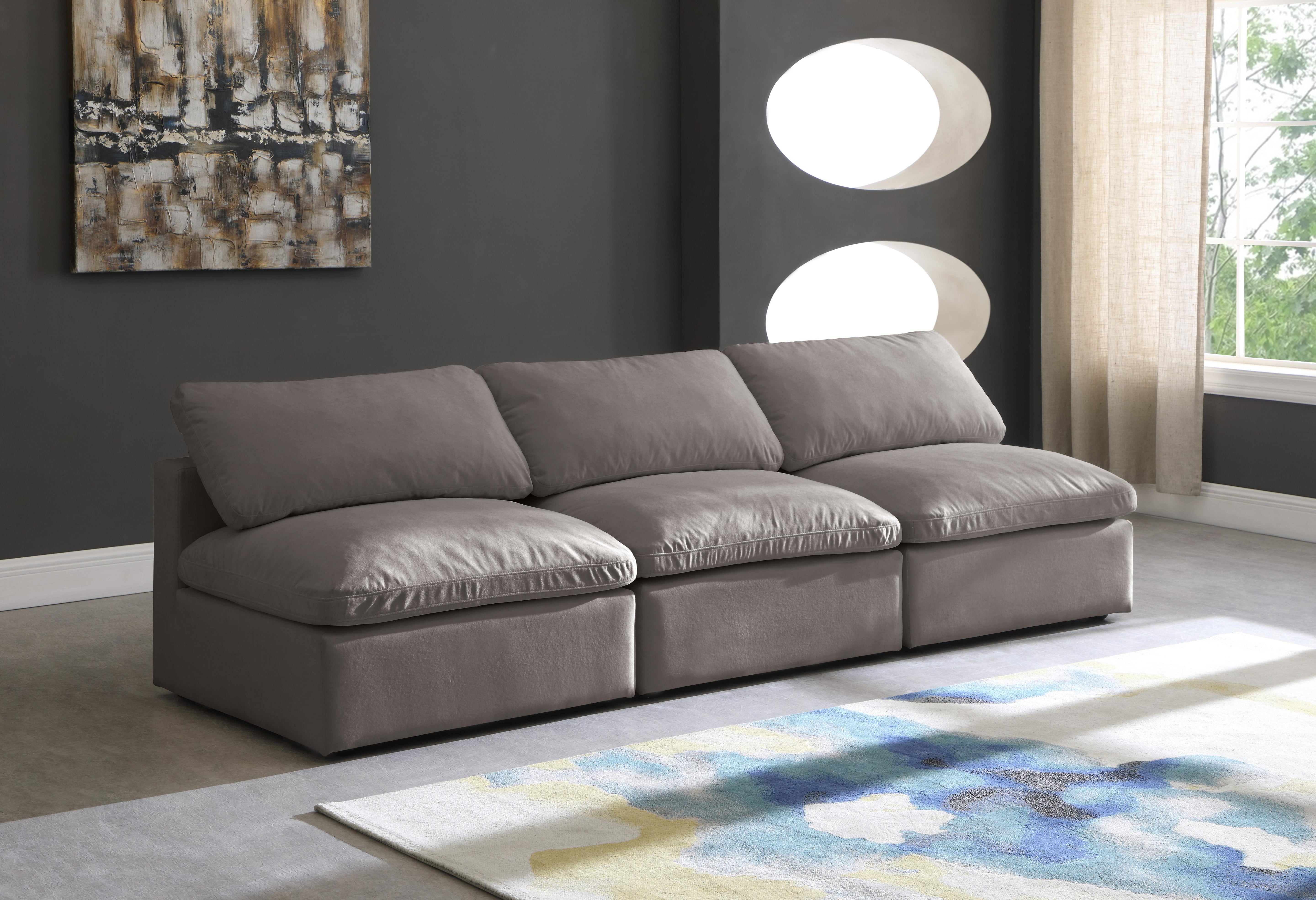 Plush Grey Velvet Standard Cloud Modular Sofa - Luxury Home Furniture (MI)