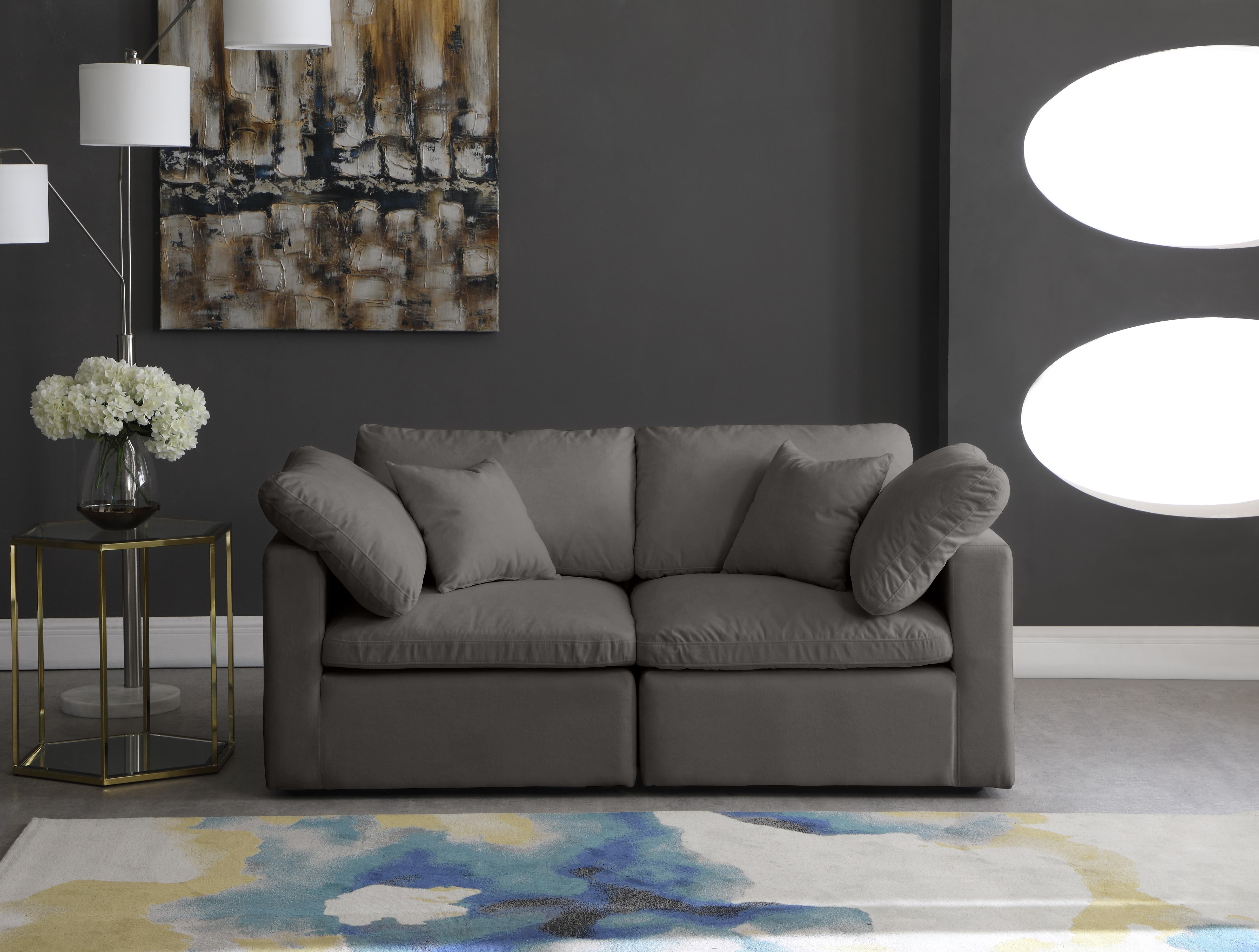 Plush Grey Velvet Standard Cloud Modular Sofa - Luxury Home Furniture (MI)