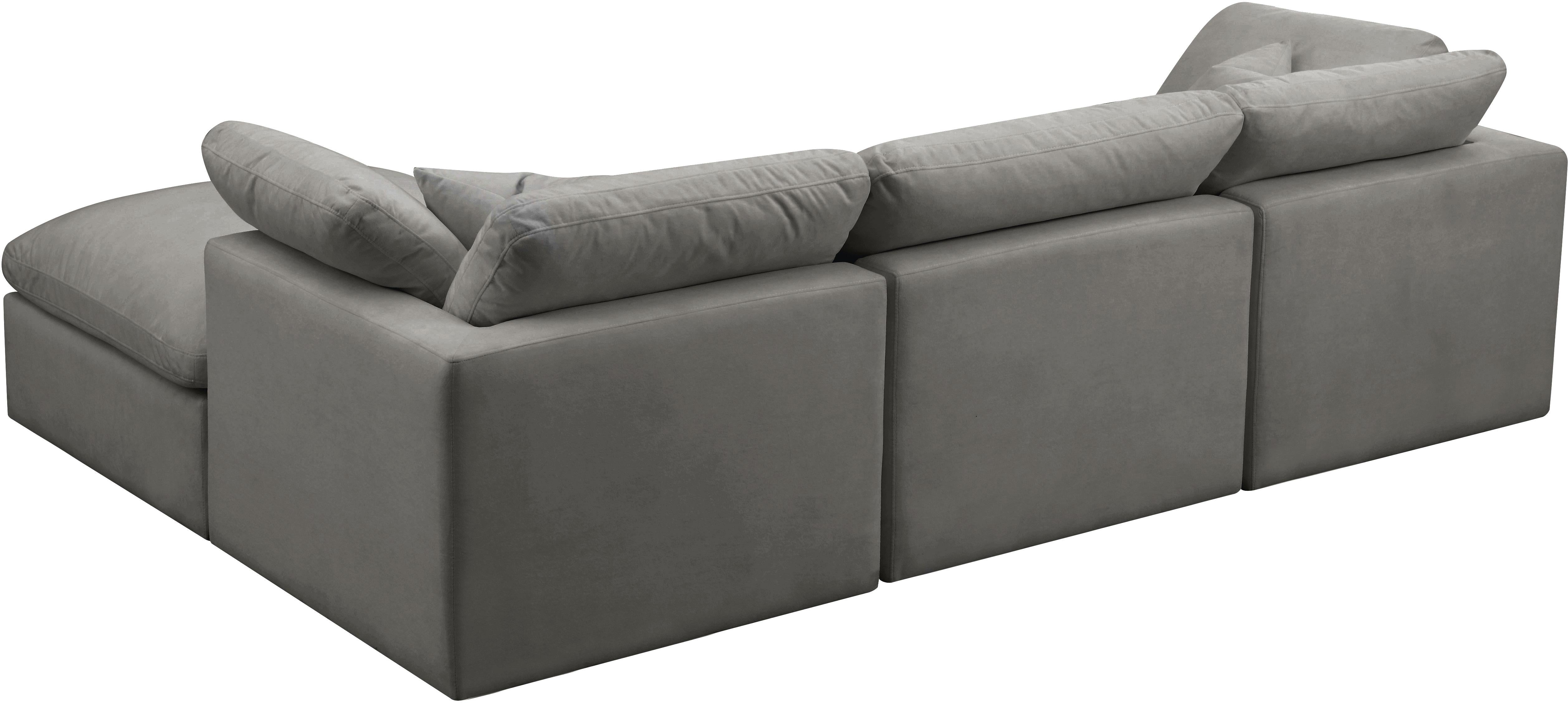 Plush Grey Velvet Standard Cloud Modular Sectional - Luxury Home Furniture (MI)