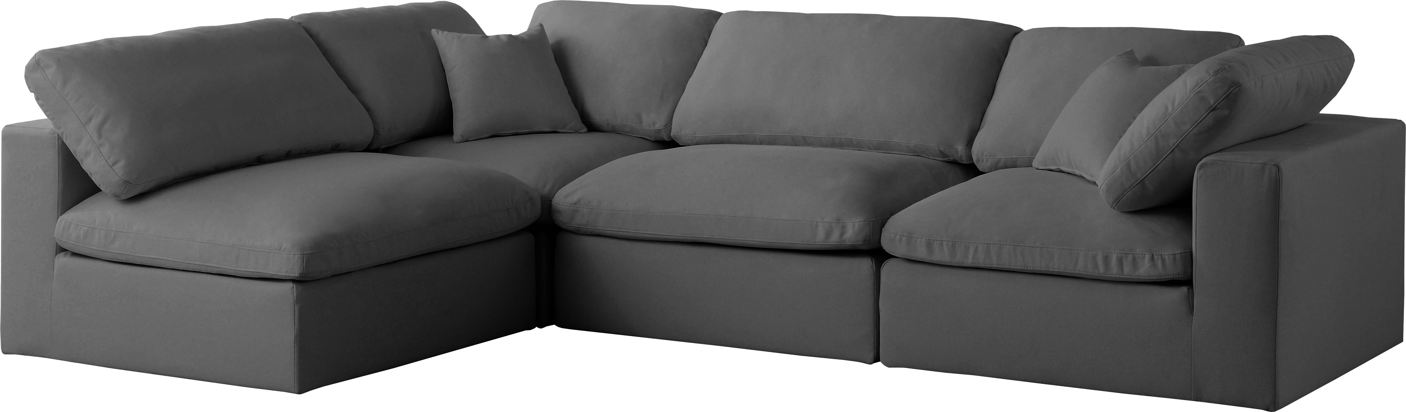 Plush Grey Velvet Standard Cloud Modular Sectional - Luxury Home Furniture (MI)
