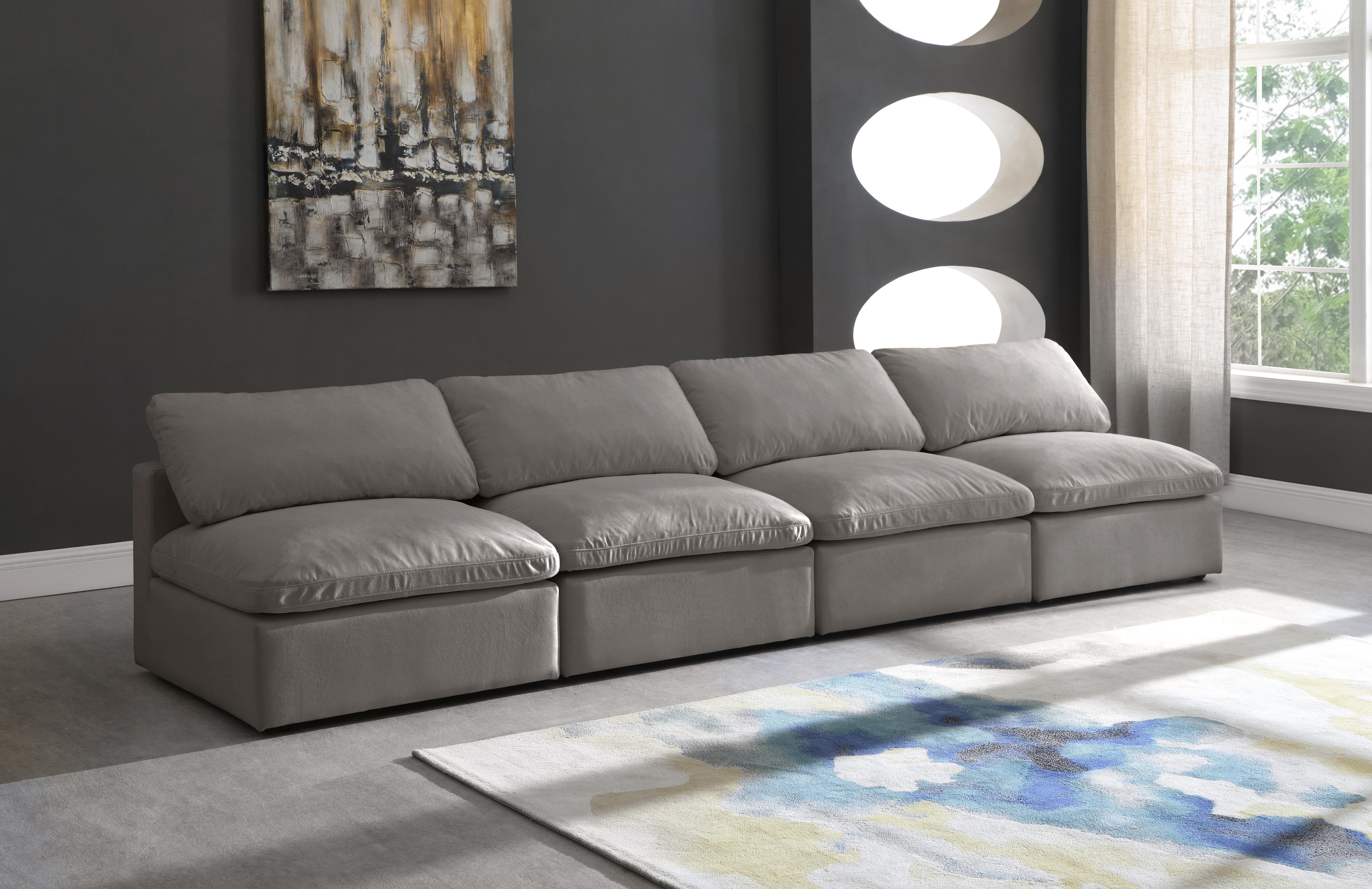 Plush Grey Velvet Standard Cloud Modular Sofa - Luxury Home Furniture (MI)