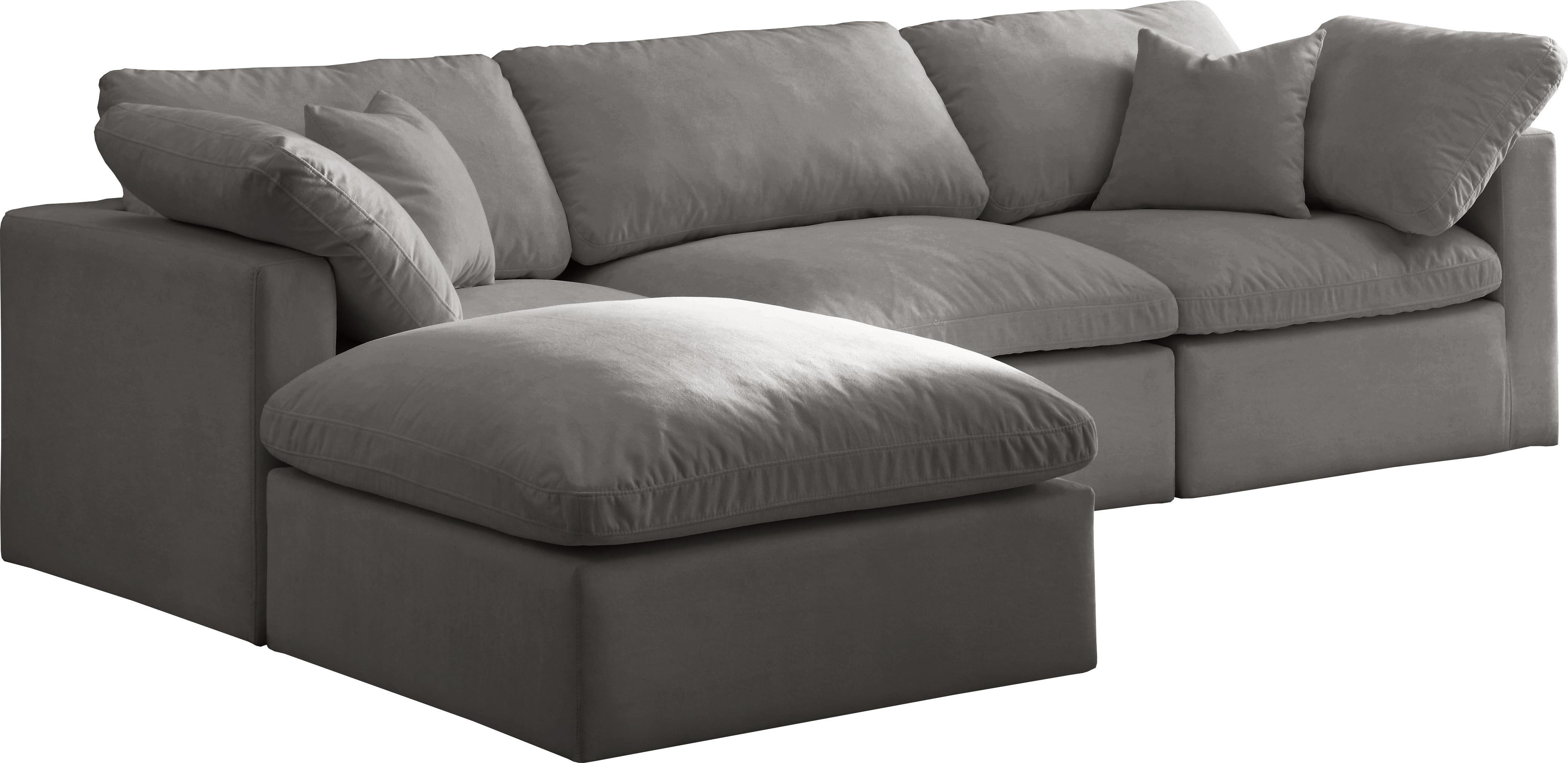 Plush Grey Velvet Standard Cloud Modular Sectional - Luxury Home Furniture (MI)