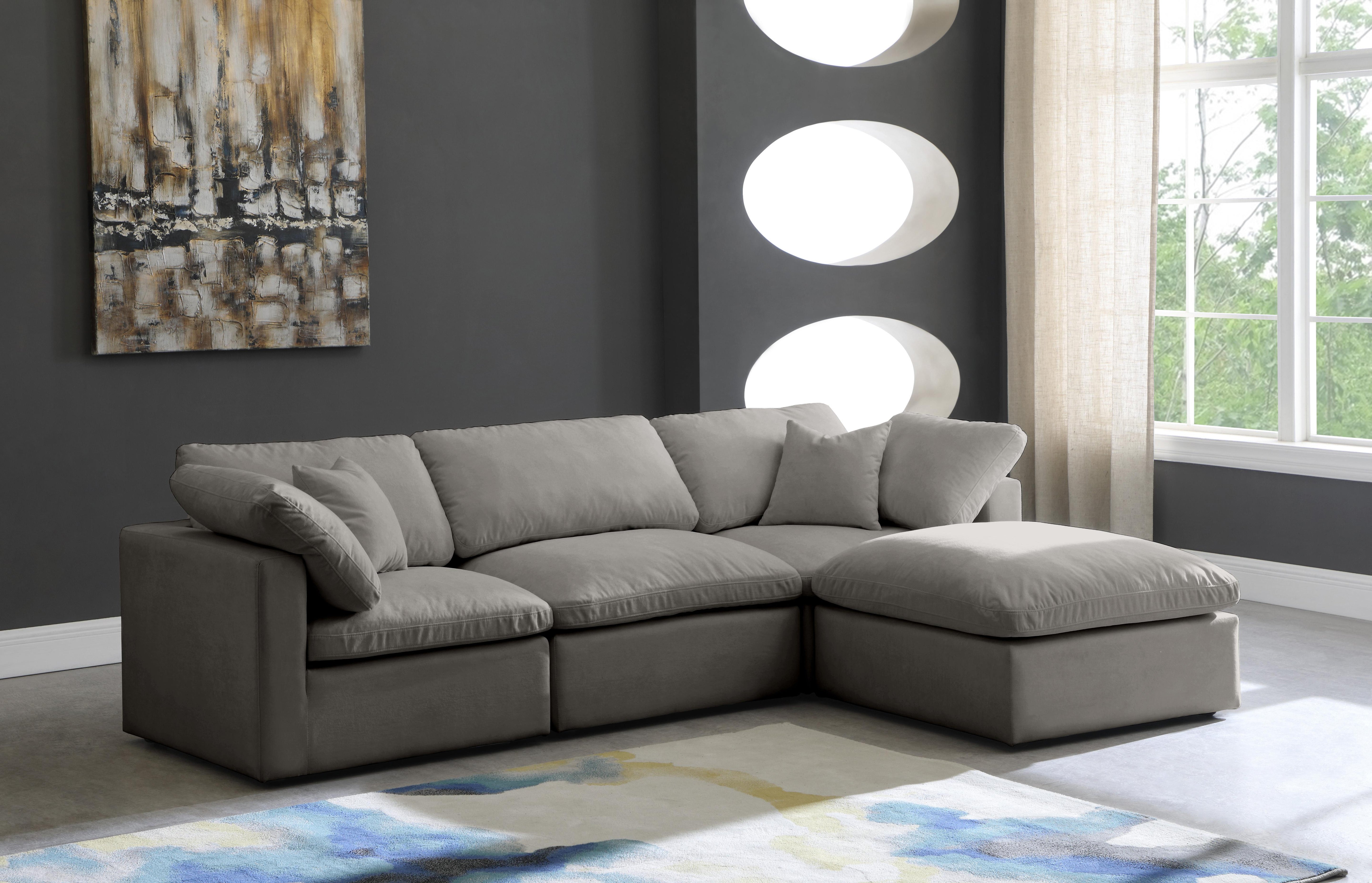 Plush Grey Velvet Standard Cloud Modular Sectional - Luxury Home Furniture (MI)