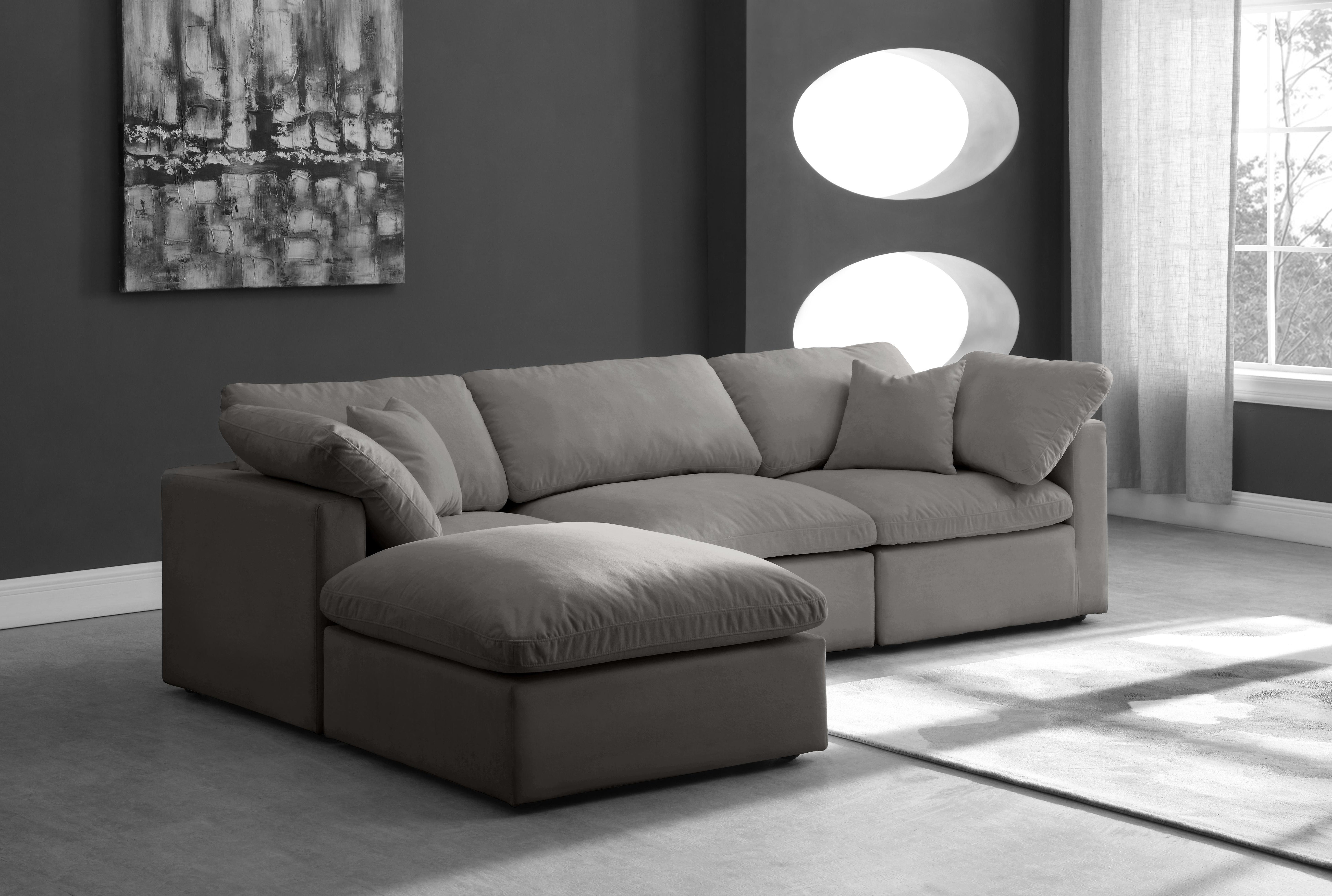Plush Grey Velvet Standard Cloud Modular Sectional - Luxury Home Furniture (MI)