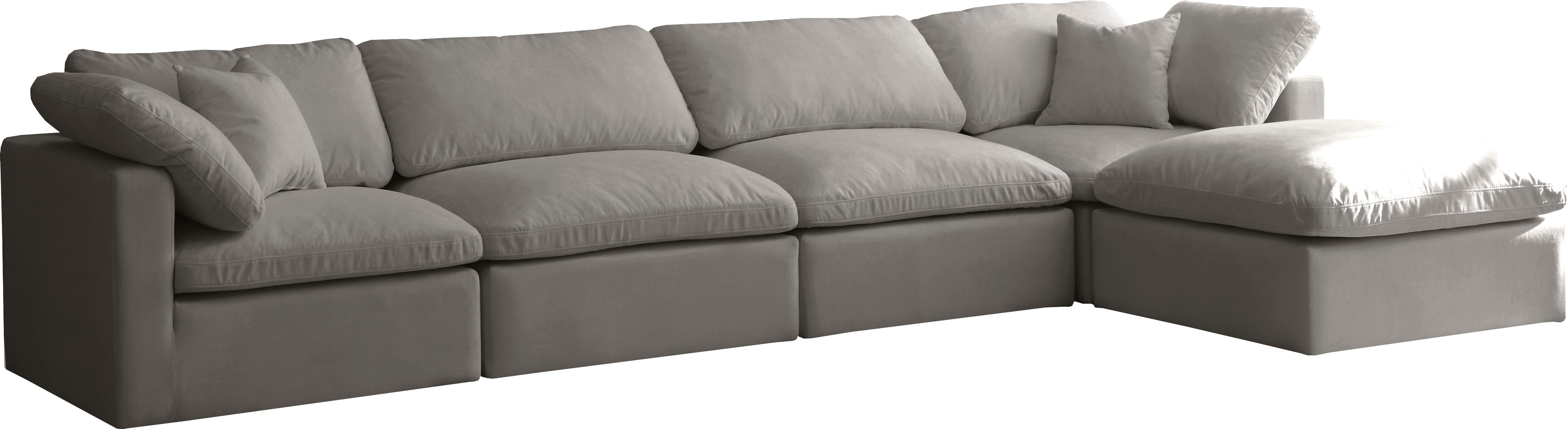 Plush Grey Velvet Standard Cloud Modular Sectional - Luxury Home Furniture (MI)
