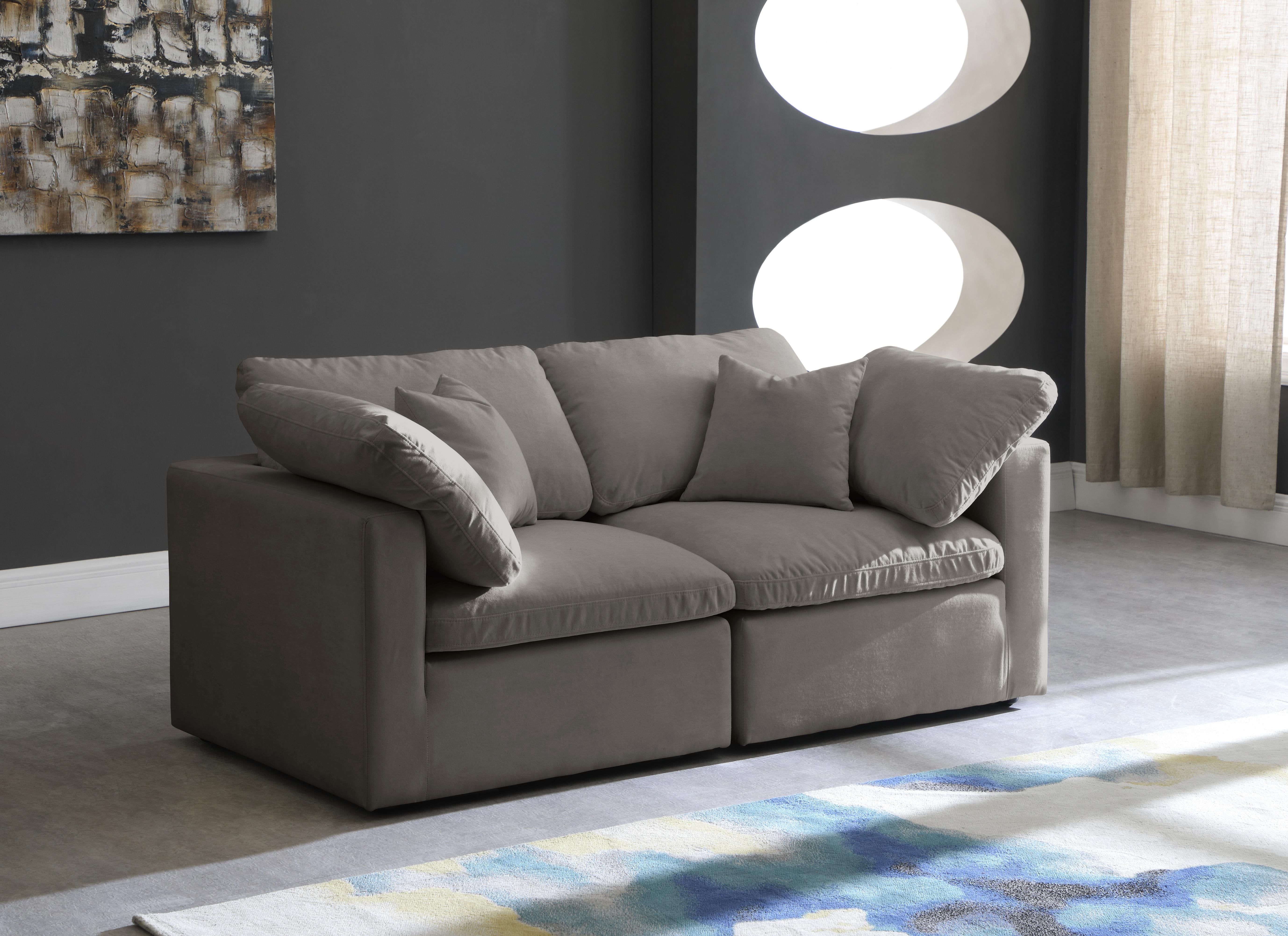 Plush Grey Velvet Standard Cloud Modular Sofa - Luxury Home Furniture (MI)