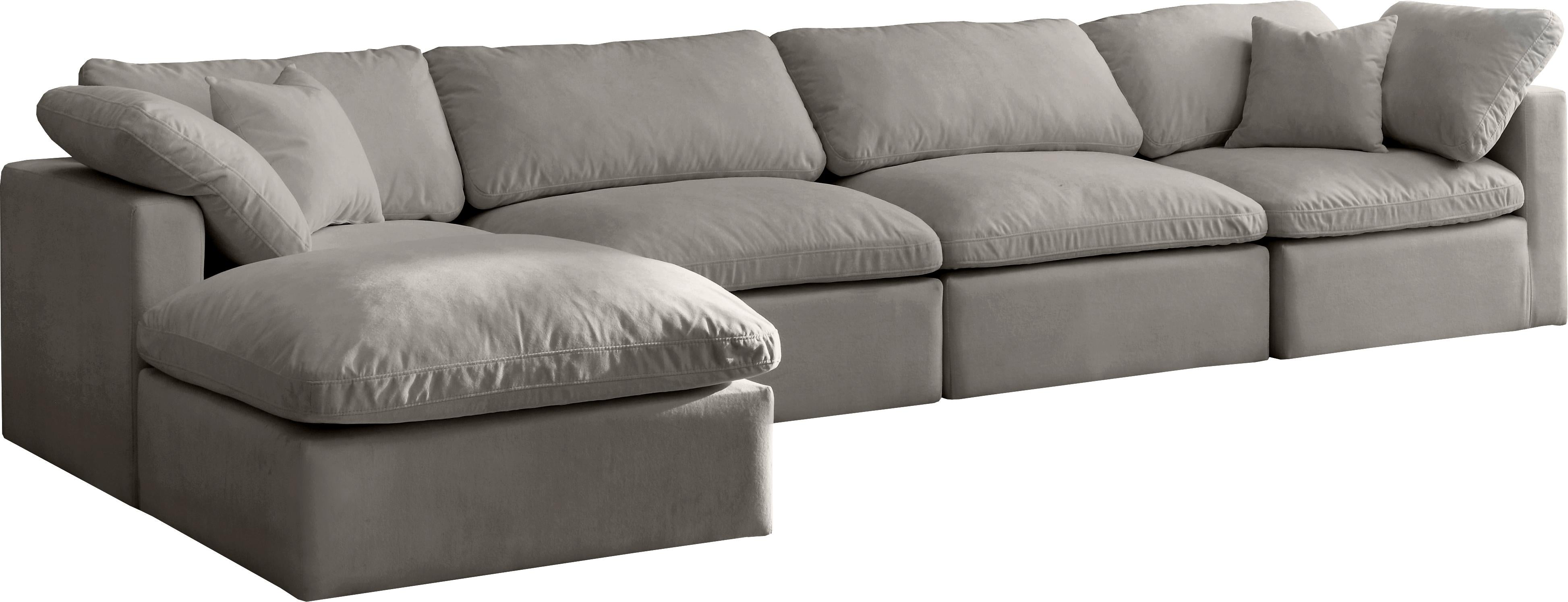 Plush Grey Velvet Standard Cloud Modular Sectional - Luxury Home Furniture (MI)