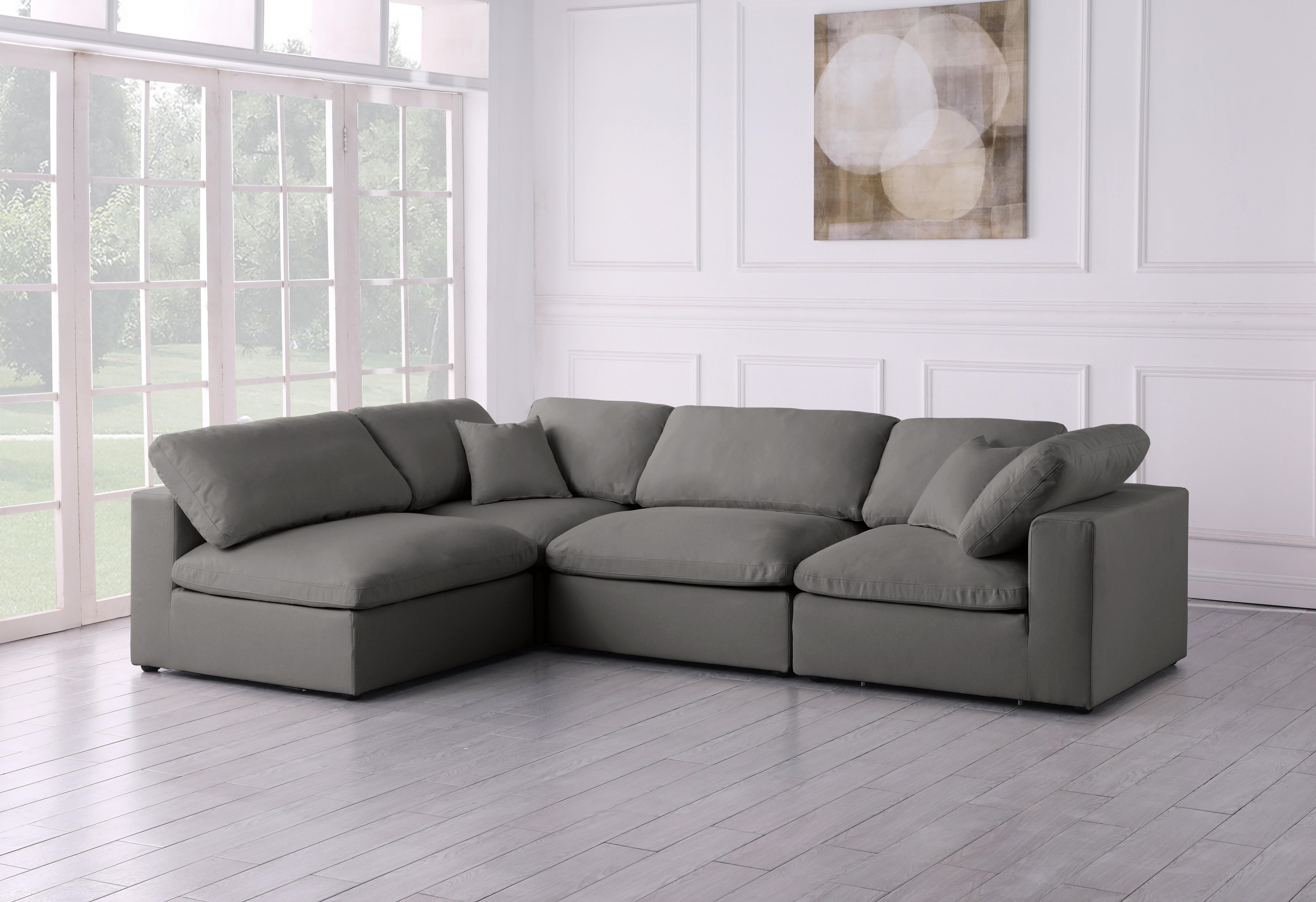 Plush Grey Velvet Standard Cloud Modular Sectional - Luxury Home Furniture (MI)