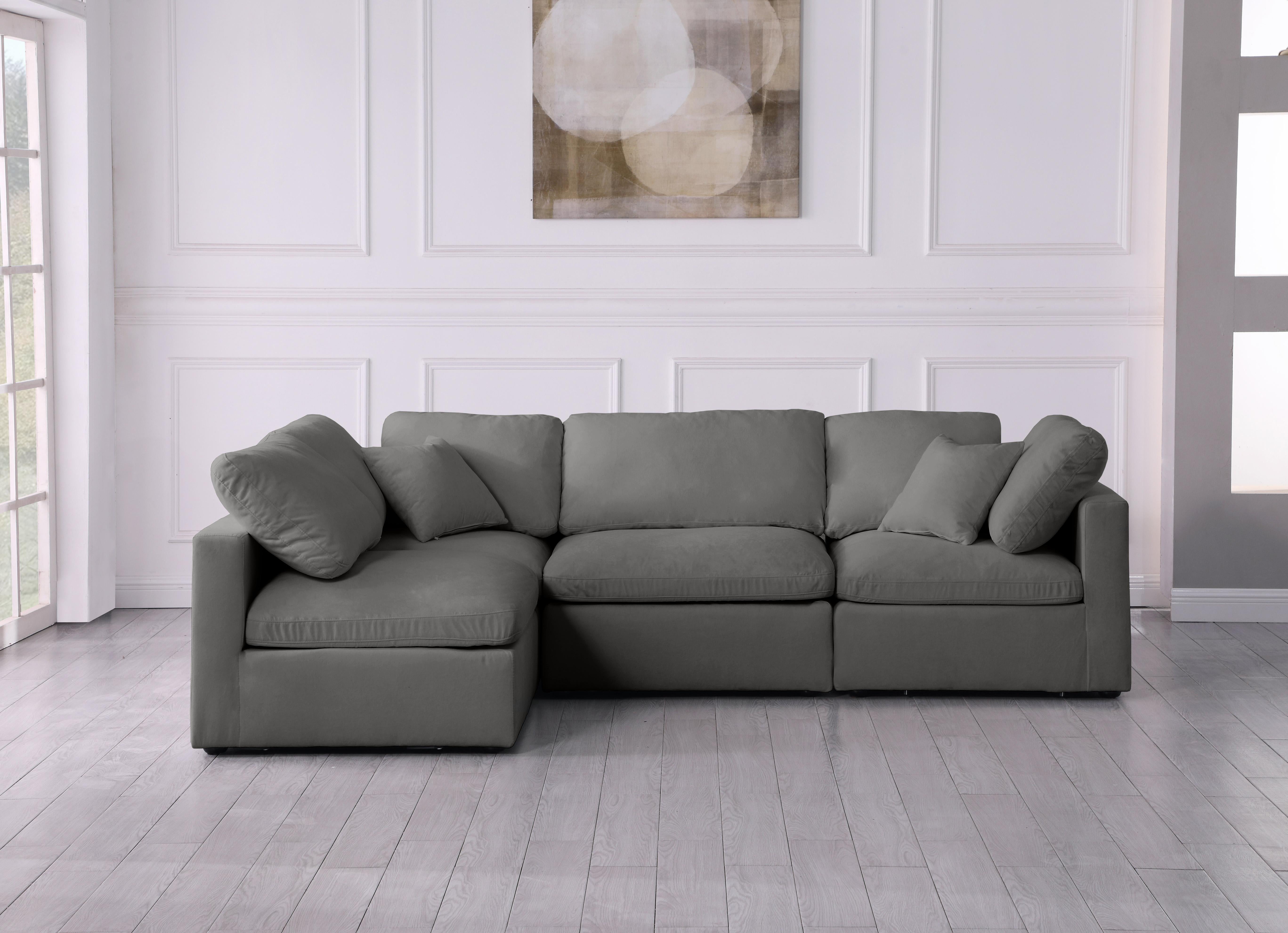 Plush Grey Velvet Standard Cloud Modular Sectional - Luxury Home Furniture (MI)