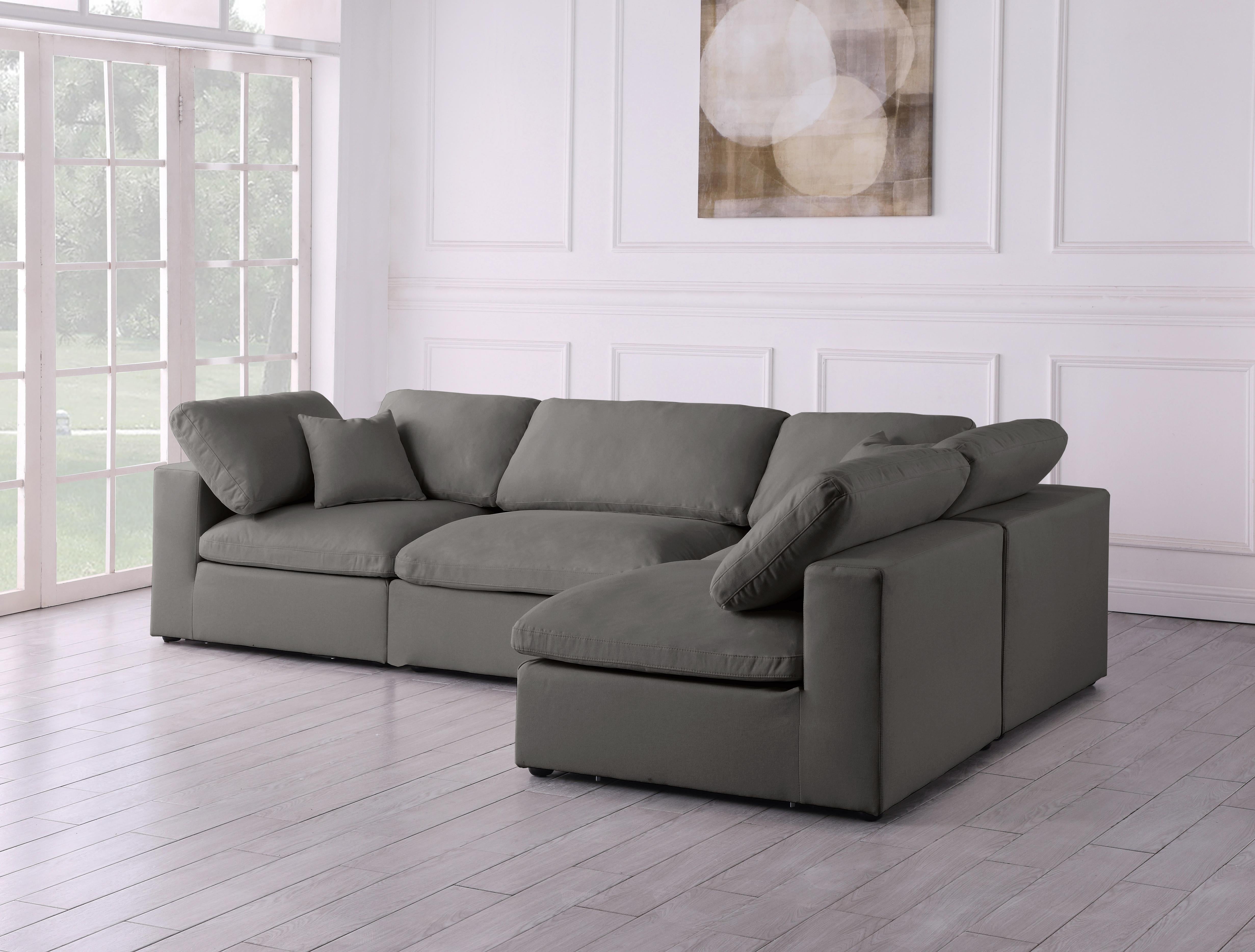 Plush Grey Velvet Standard Cloud Modular Sectional - Luxury Home Furniture (MI)