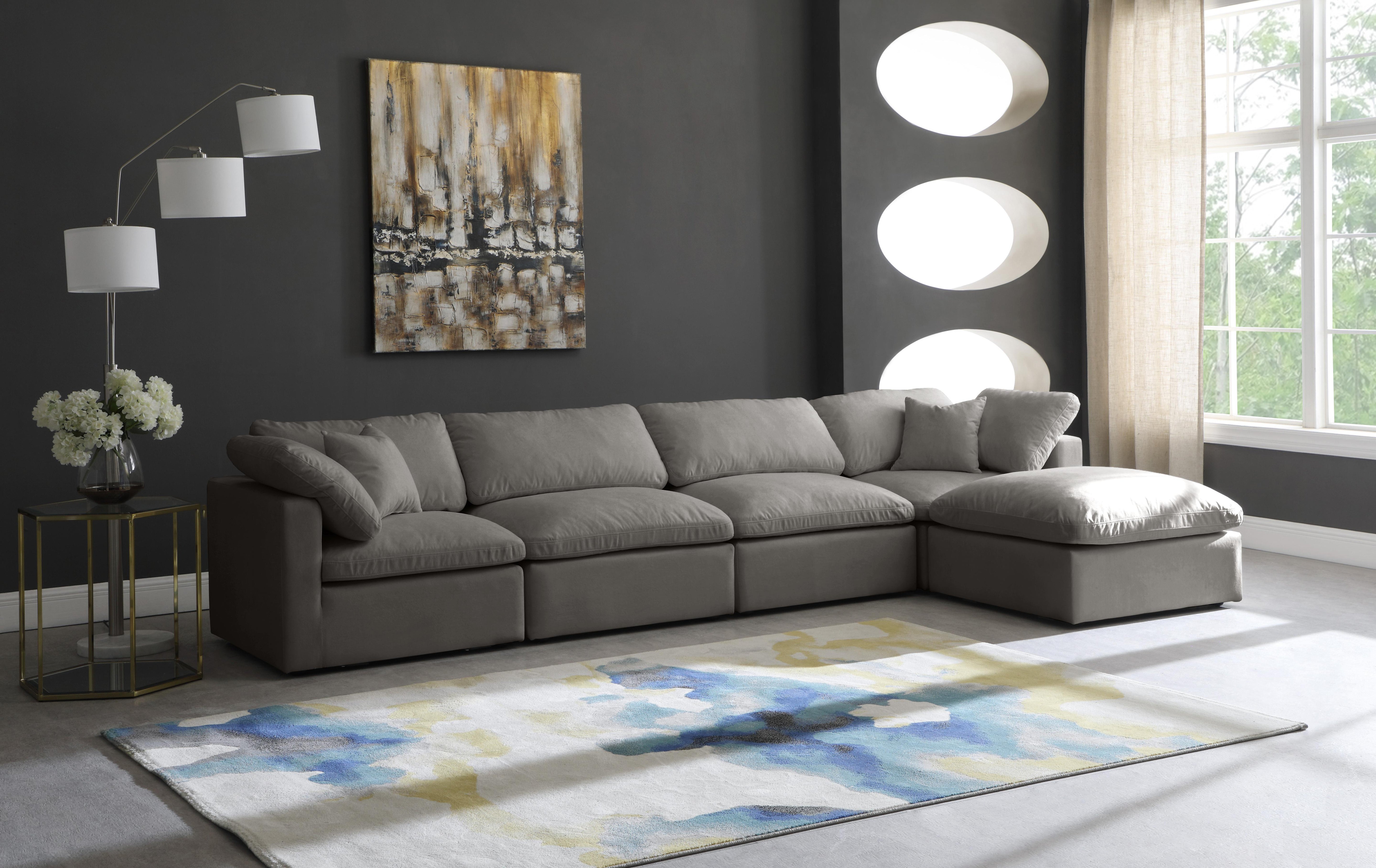Plush Grey Velvet Standard Cloud Modular Sectional - Luxury Home Furniture (MI)