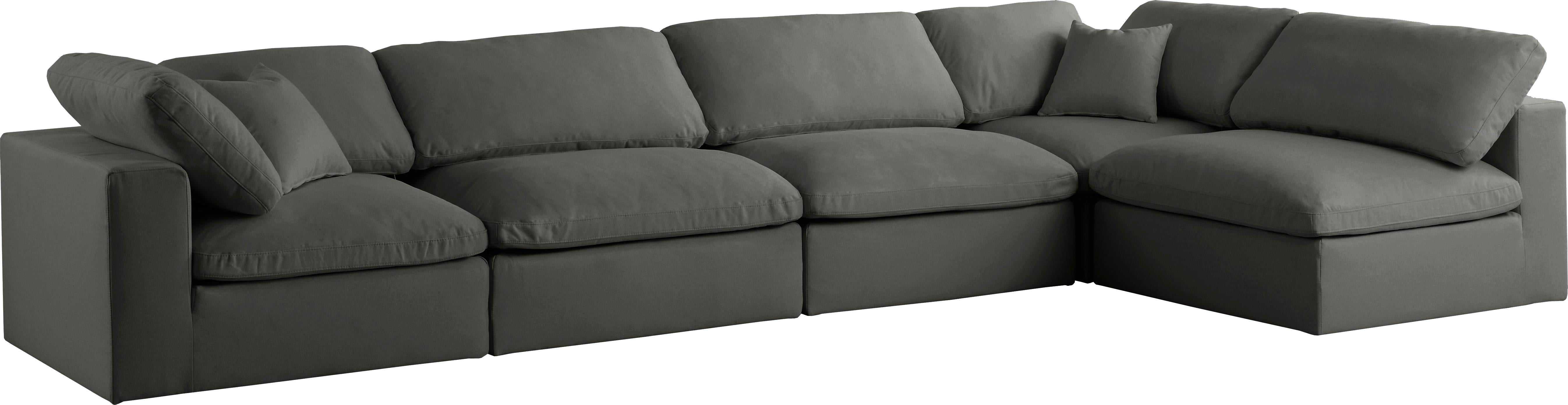 Plush Grey Velvet Standard Cloud Modular Sectional - Luxury Home Furniture (MI)