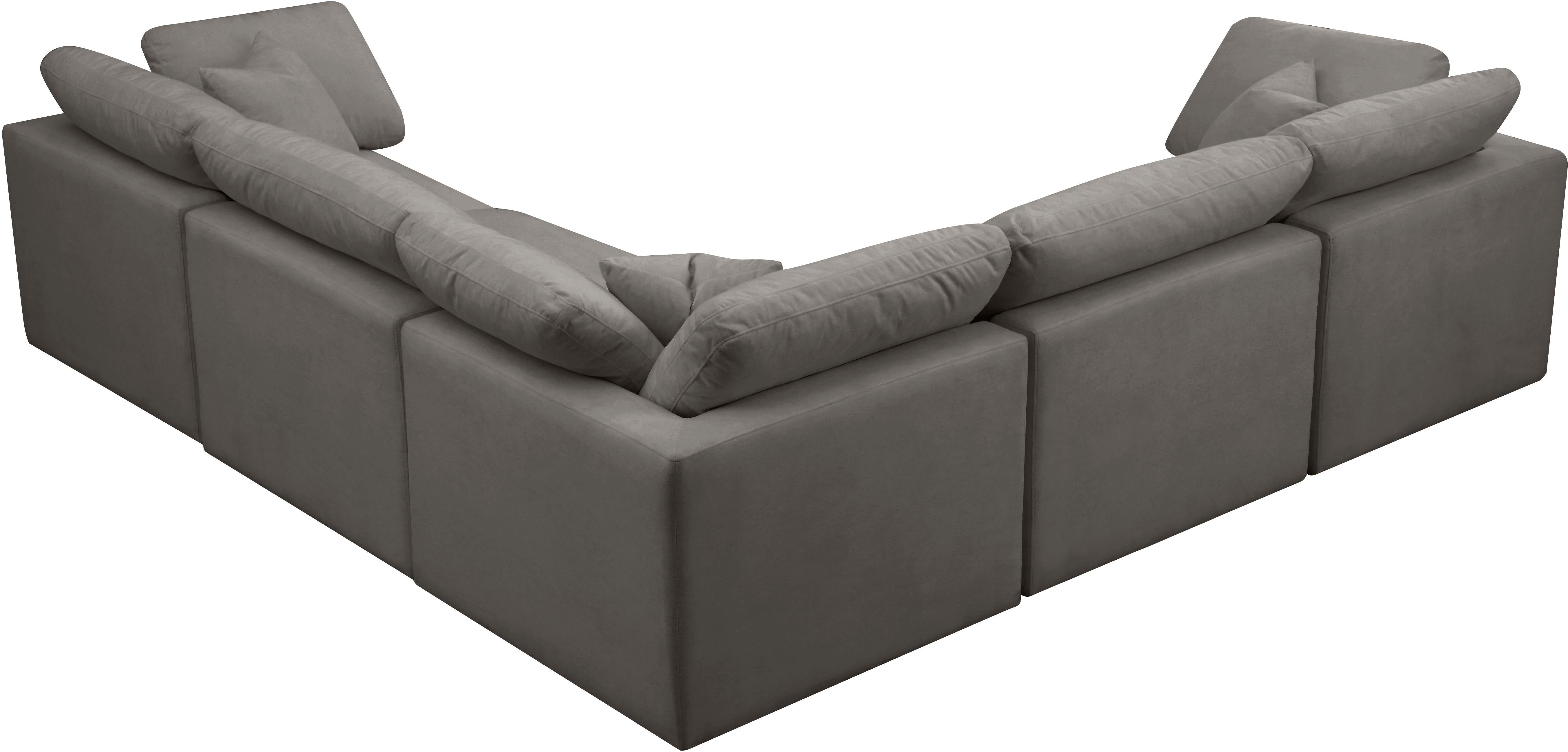 Plush Grey Velvet Standard Cloud Modular Sectional - Luxury Home Furniture (MI)