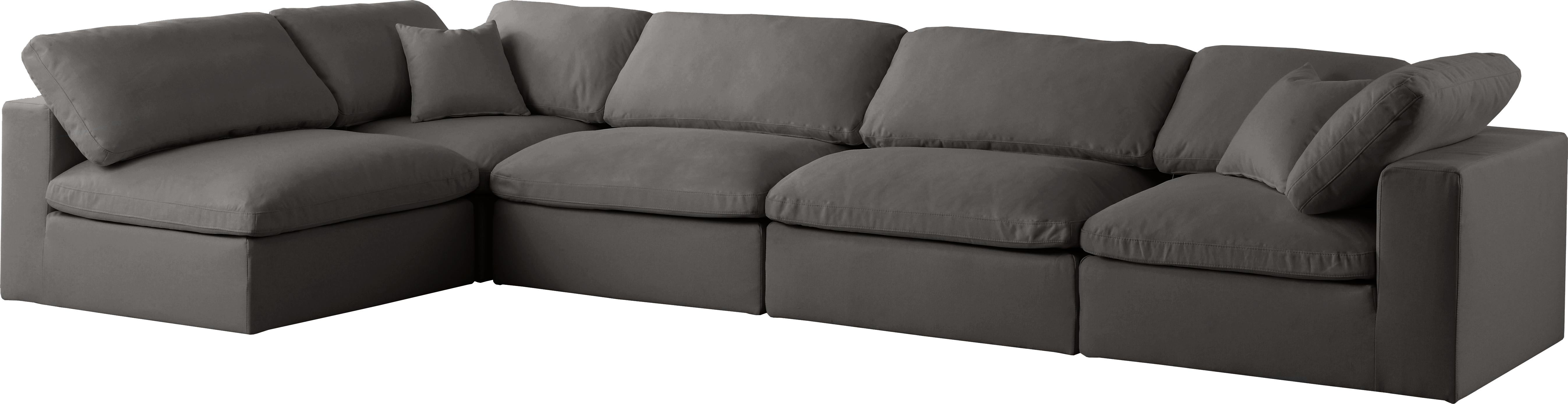 Plush Grey Velvet Standard Cloud Modular Sectional - Luxury Home Furniture (MI)