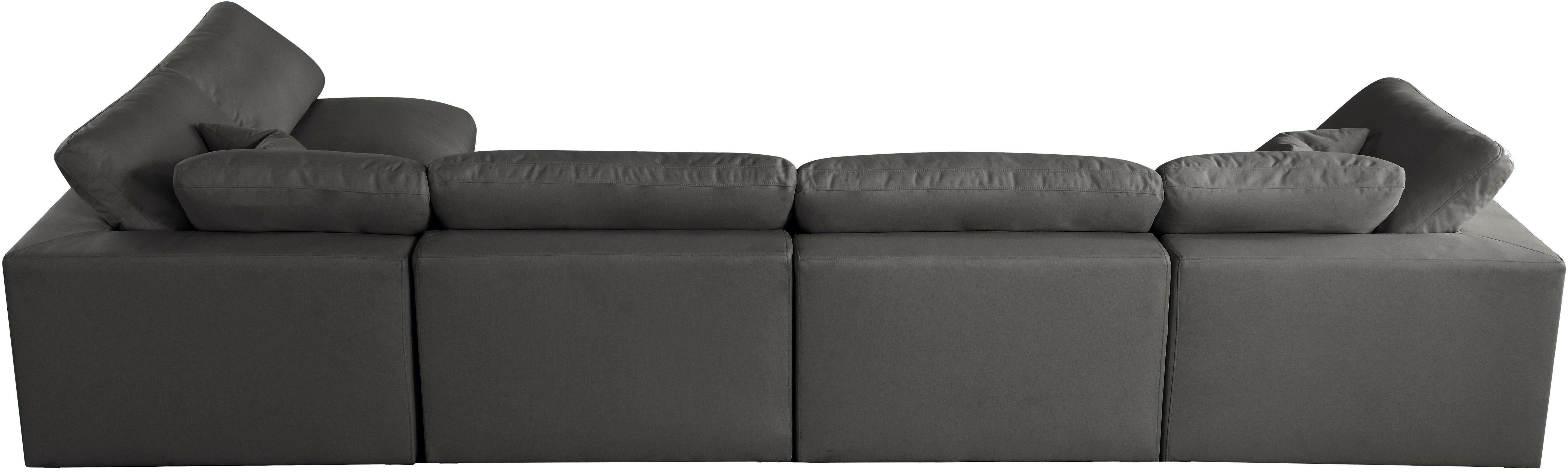 Plush Grey Velvet Standard Cloud Modular Sectional - Luxury Home Furniture (MI)
