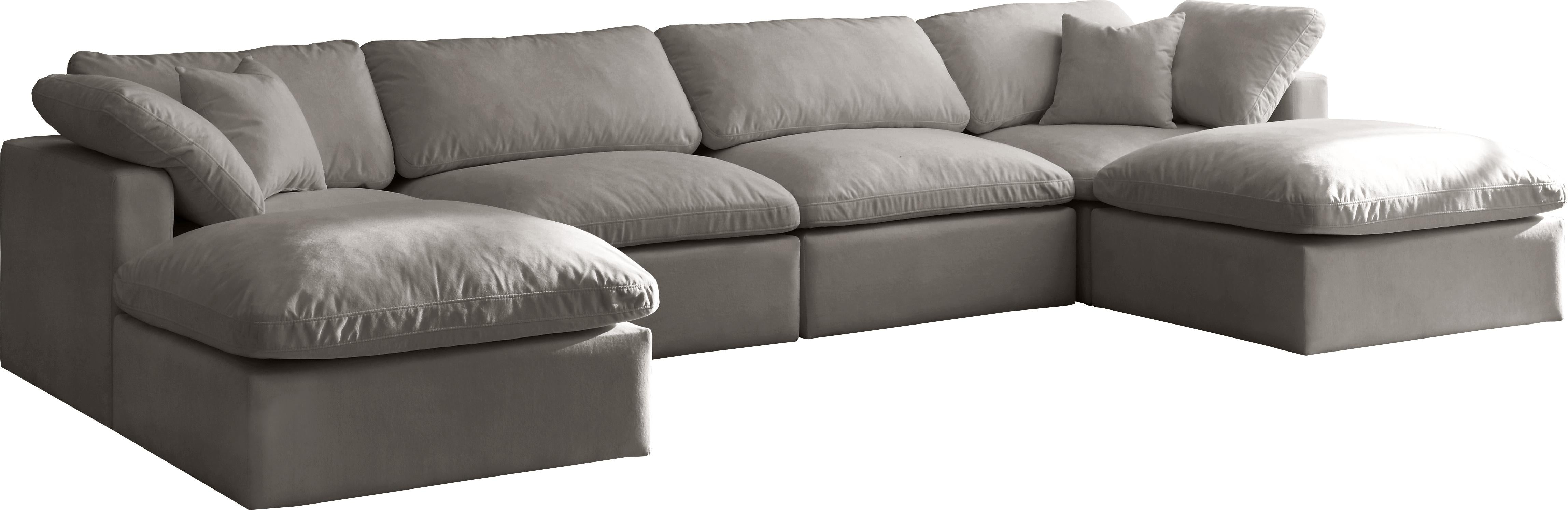 Plush Grey Velvet Standard Cloud Modular Sectional - Luxury Home Furniture (MI)