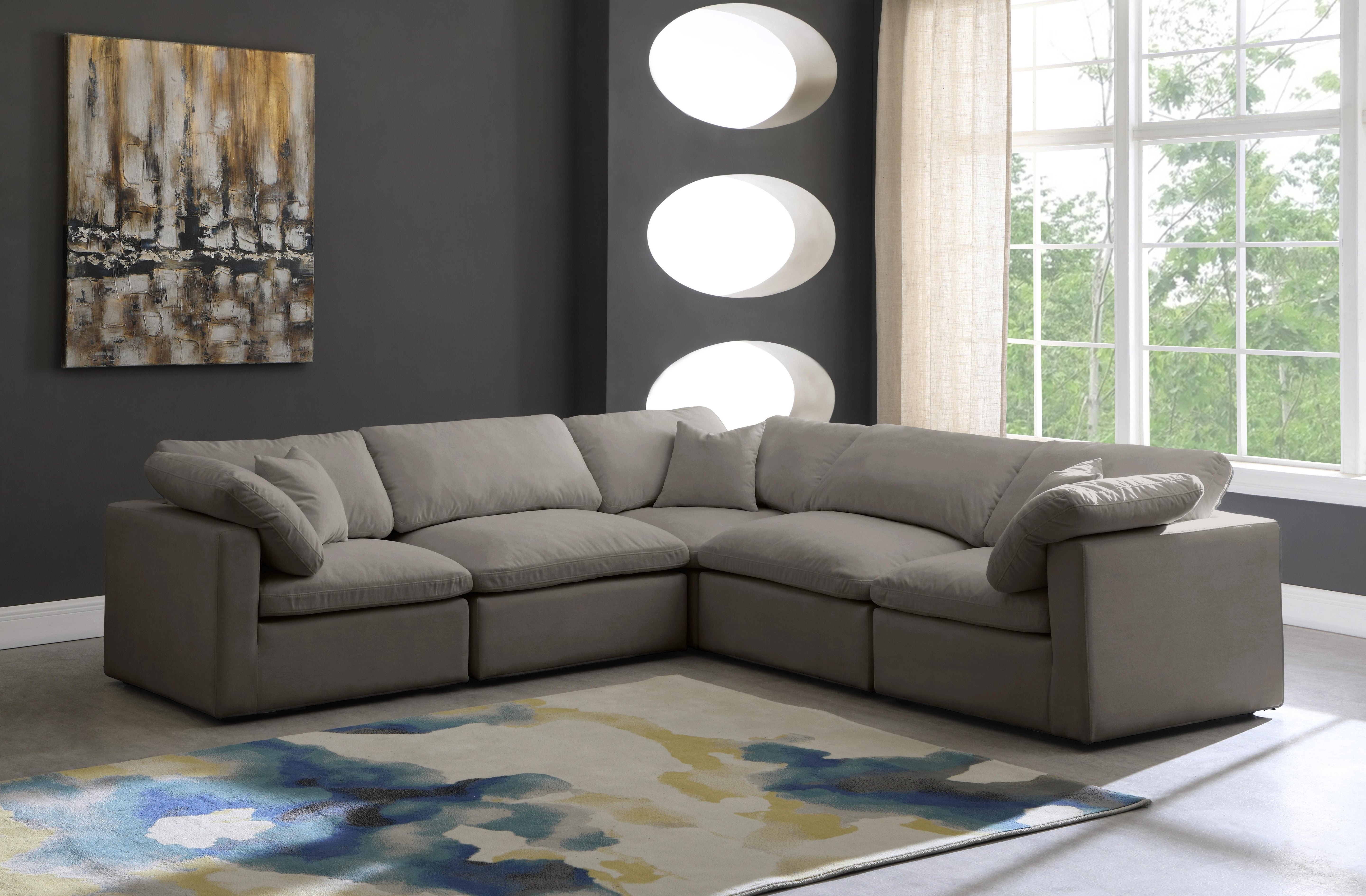 Plush Grey Velvet Standard Cloud Modular Sectional - Luxury Home Furniture (MI)