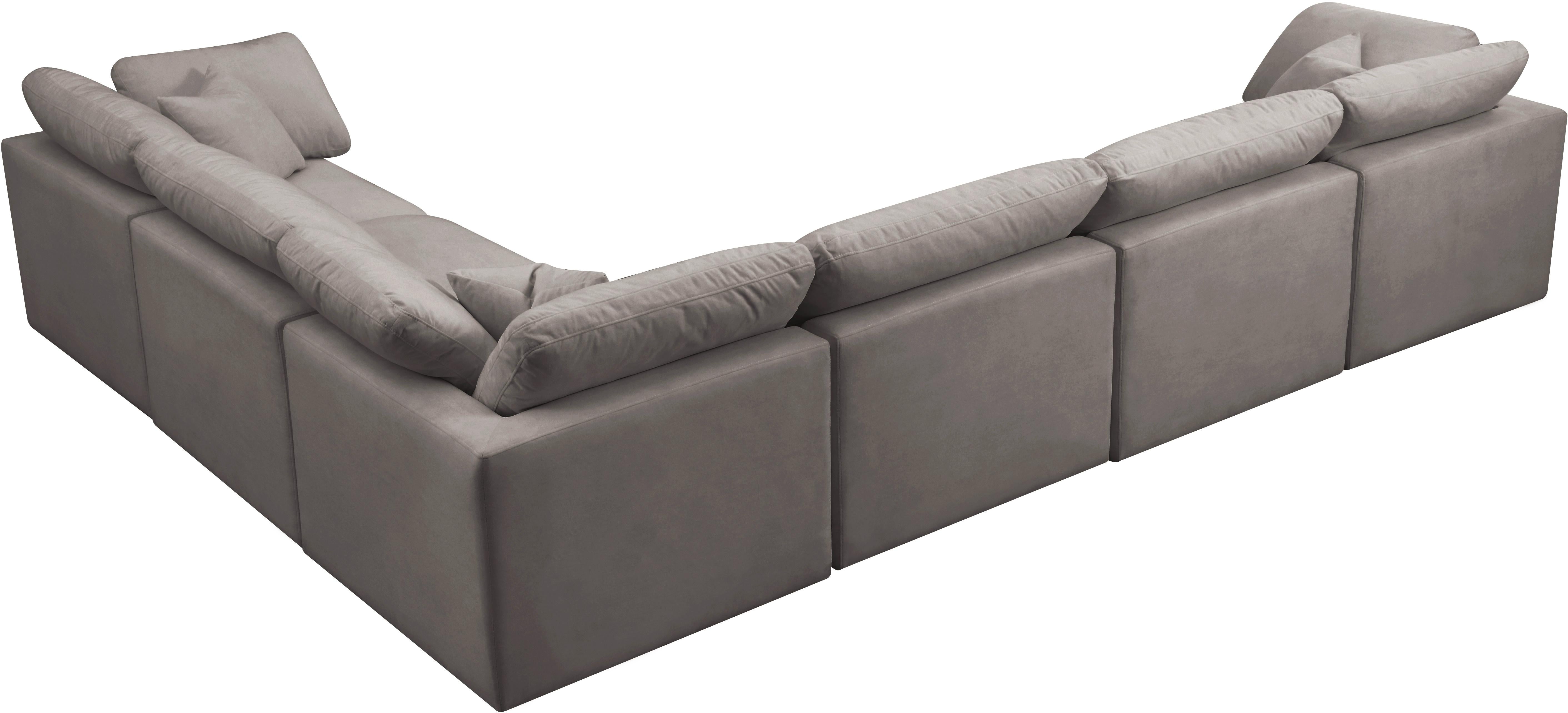 Plush Grey Velvet Standard Cloud Modular Sectional - Luxury Home Furniture (MI)