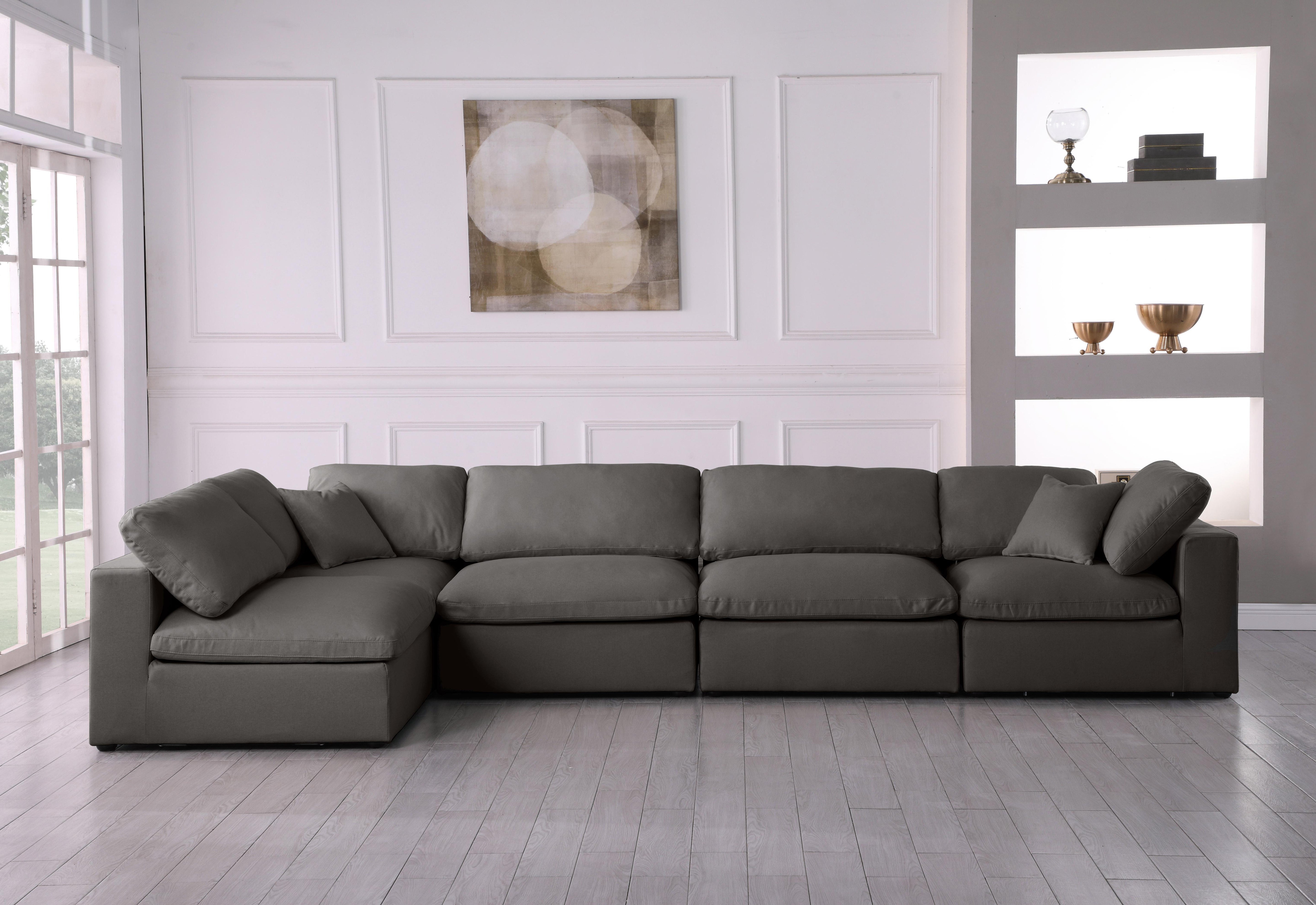Plush Grey Velvet Standard Cloud Modular Sectional - Luxury Home Furniture (MI)