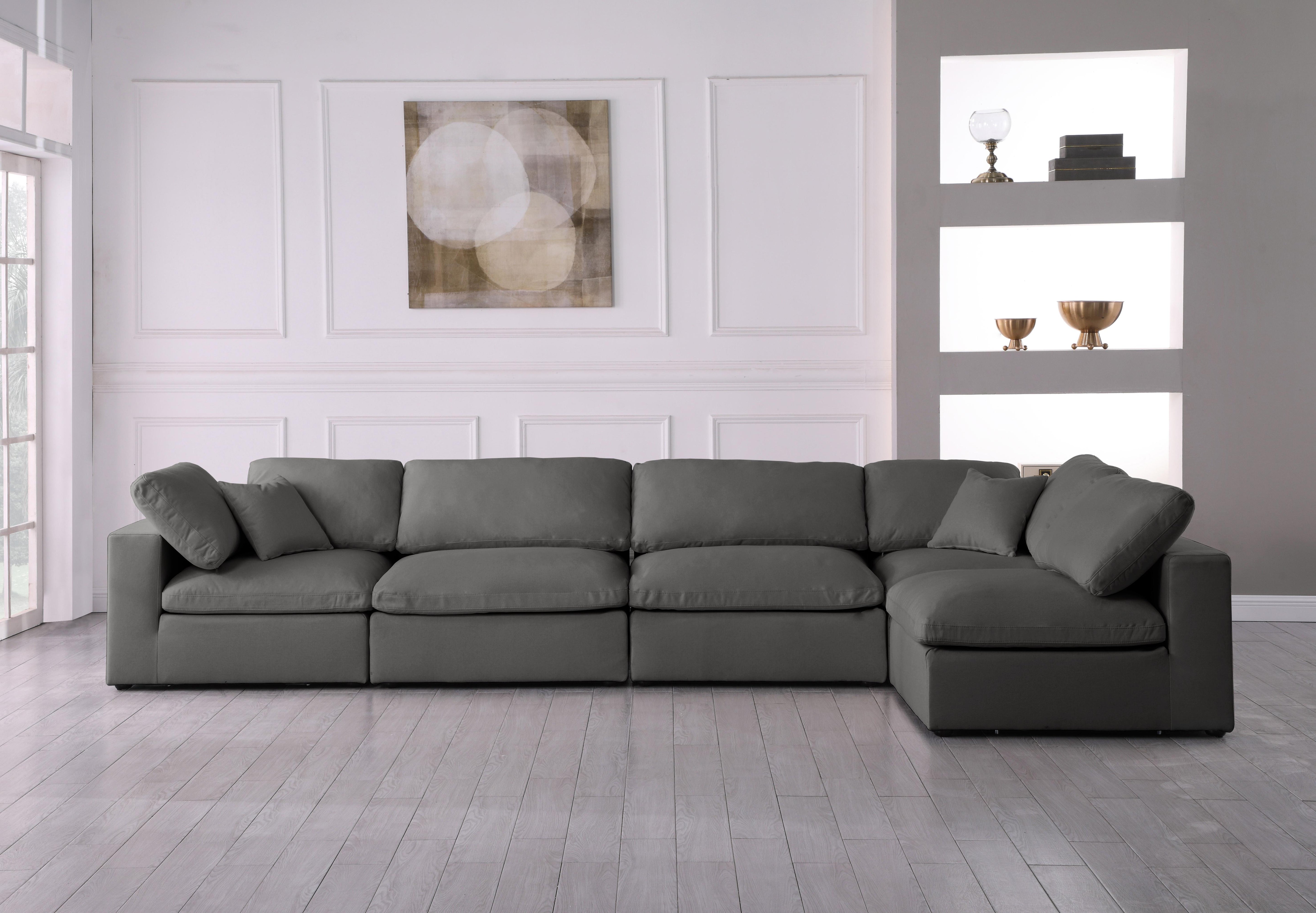 Plush Grey Velvet Standard Cloud Modular Sectional - Luxury Home Furniture (MI)