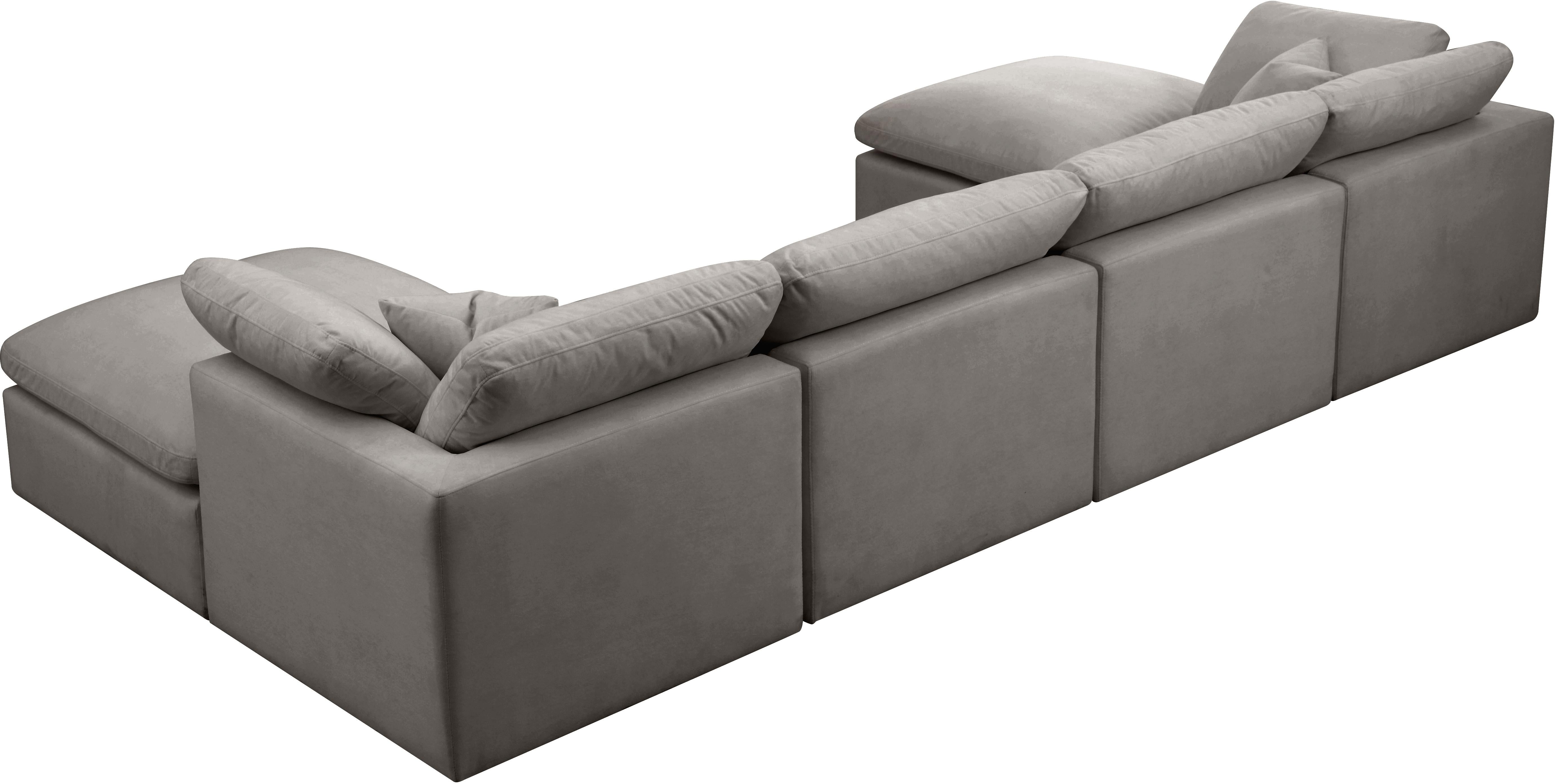 Plush Grey Velvet Standard Cloud Modular Sectional - Luxury Home Furniture (MI)